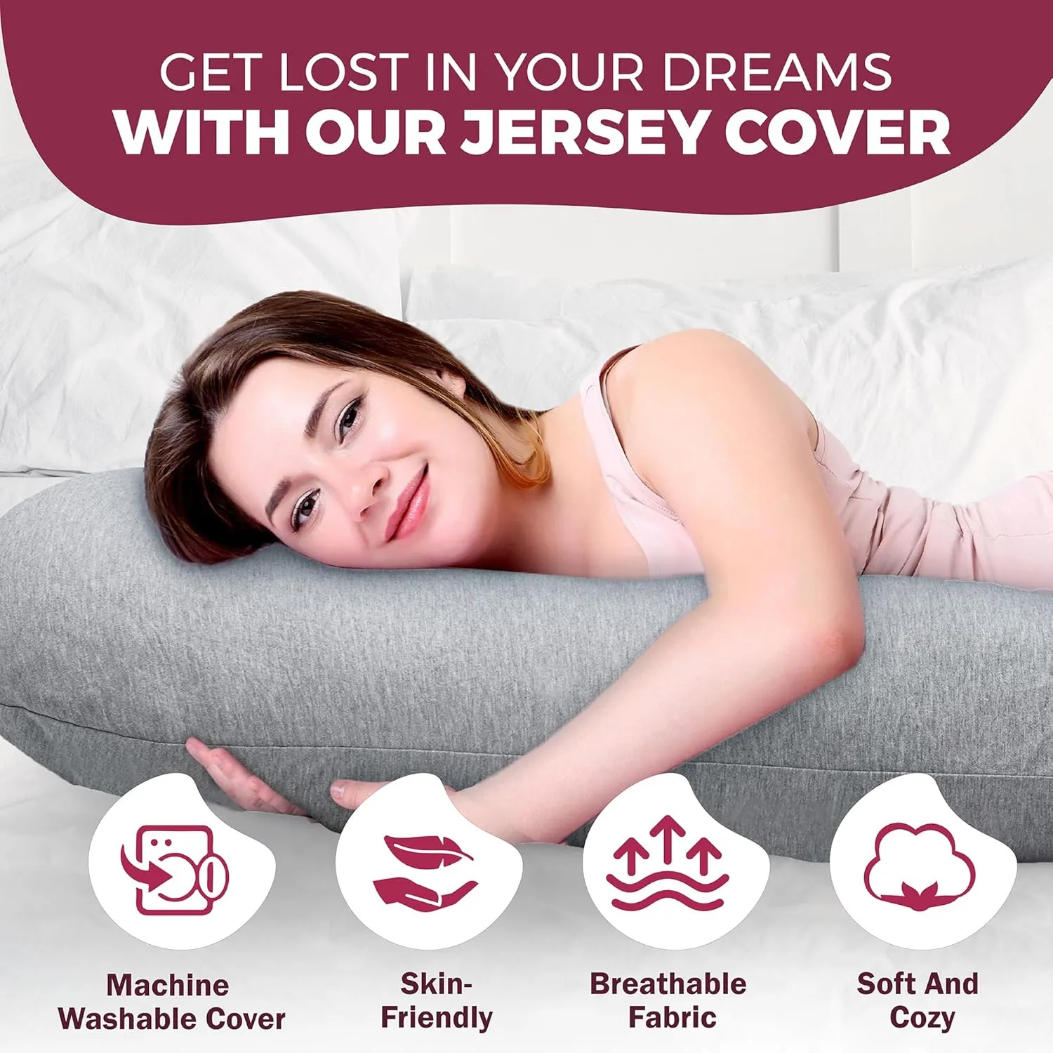 PILLANI Pregnancy Pillows for Sleeping V C U Shaped - Pregnancy Must Haves Multipurpose Maternity Pillow - 57-inch Cooling Full Body Pillow with Removable Cover