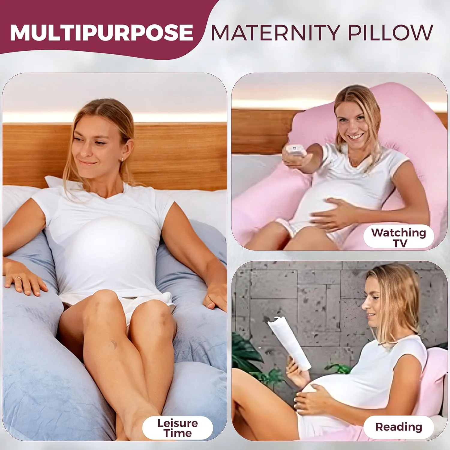 PILLANI Pregnancy Pillows for Sleeping V C U Shaped - Pregnancy Must Haves Multipurpose Maternity Pillow - 57-inch Cooling Full Body Pillow with Removable Cover