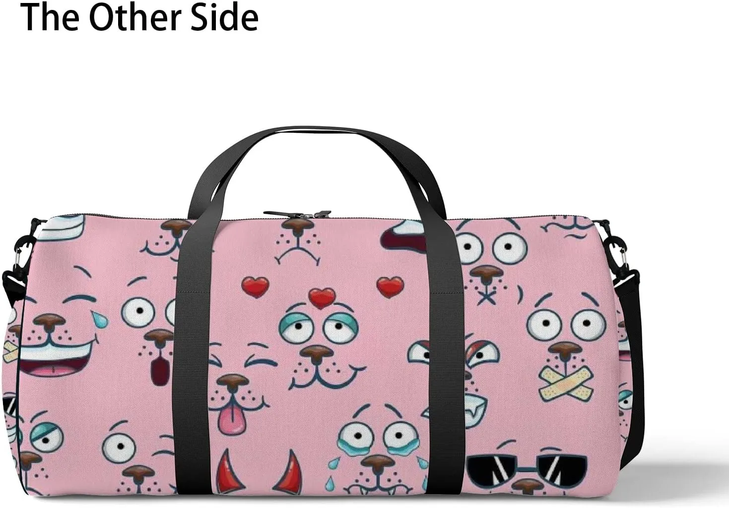 Pink Kawaii Cute Cartoon Face Sports Bag Tote Bag Waterproof Gym Bag with Shoulder Strap Zipper 2 Side Pockets for Men and Women, Travel and Storage Shoulder Bag.