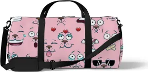 Pink Kawaii Cute Cartoon Face Sports Bag Tote Bag Waterproof Gym Bag with Shoulder Strap Zipper 2 Side Pockets for Men and Women, Travel and Storage Shoulder Bag.