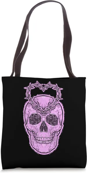 Pink skull barb wire heart barbed wire pastel goth style Tote Bag
