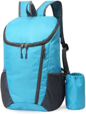 Portable Foldable Backpack Folding Mountaineering Bag, Ultralight Outdoor Cycling Rucksack, Travel Hiking Knapsack(Sky Blue)