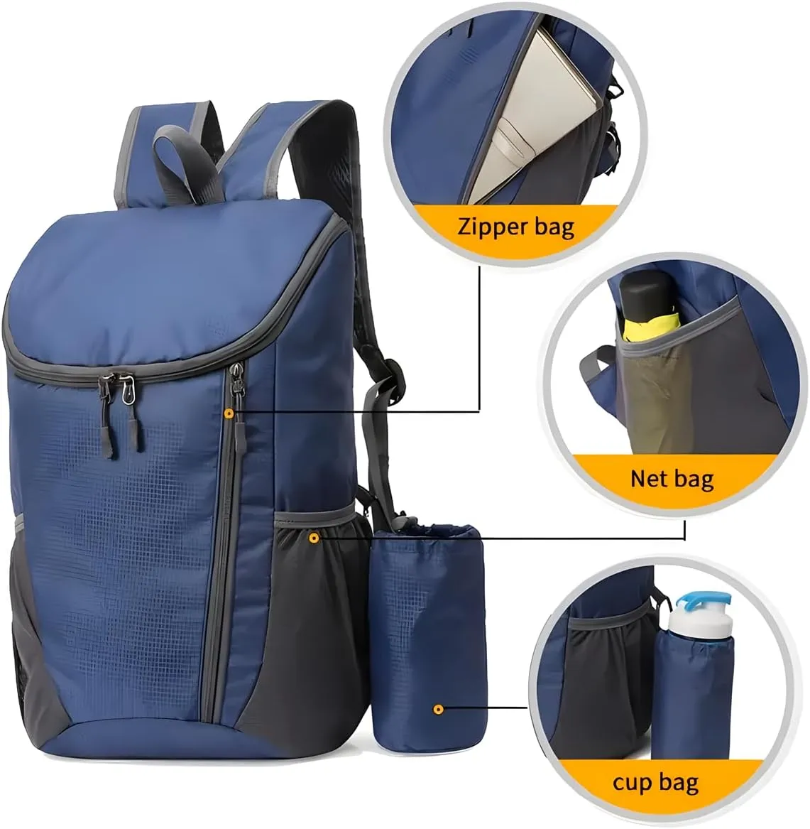 Portable Foldable Backpack Folding Mountaineering Bag, Ultralight Outdoor Cycling Rucksack, Travel Hiking Knapsack(Sky Blue)