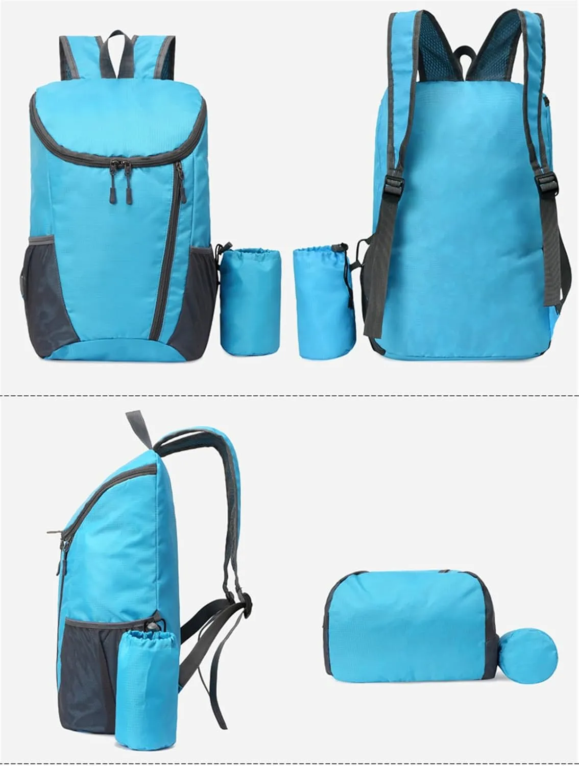 Portable Foldable Backpack Folding Mountaineering Bag, Ultralight Outdoor Cycling Rucksack, Travel Hiking Knapsack(Sky Blue)