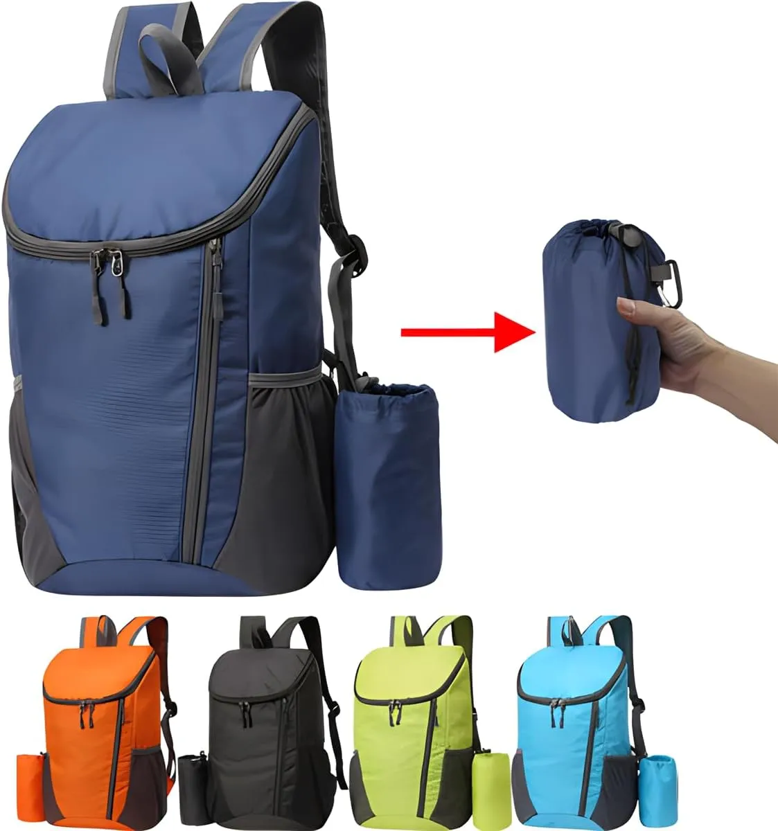 Portable Foldable Backpack Folding Mountaineering Bag, Ultralight Outdoor Cycling Rucksack, Travel Hiking Knapsack(Sky Blue)