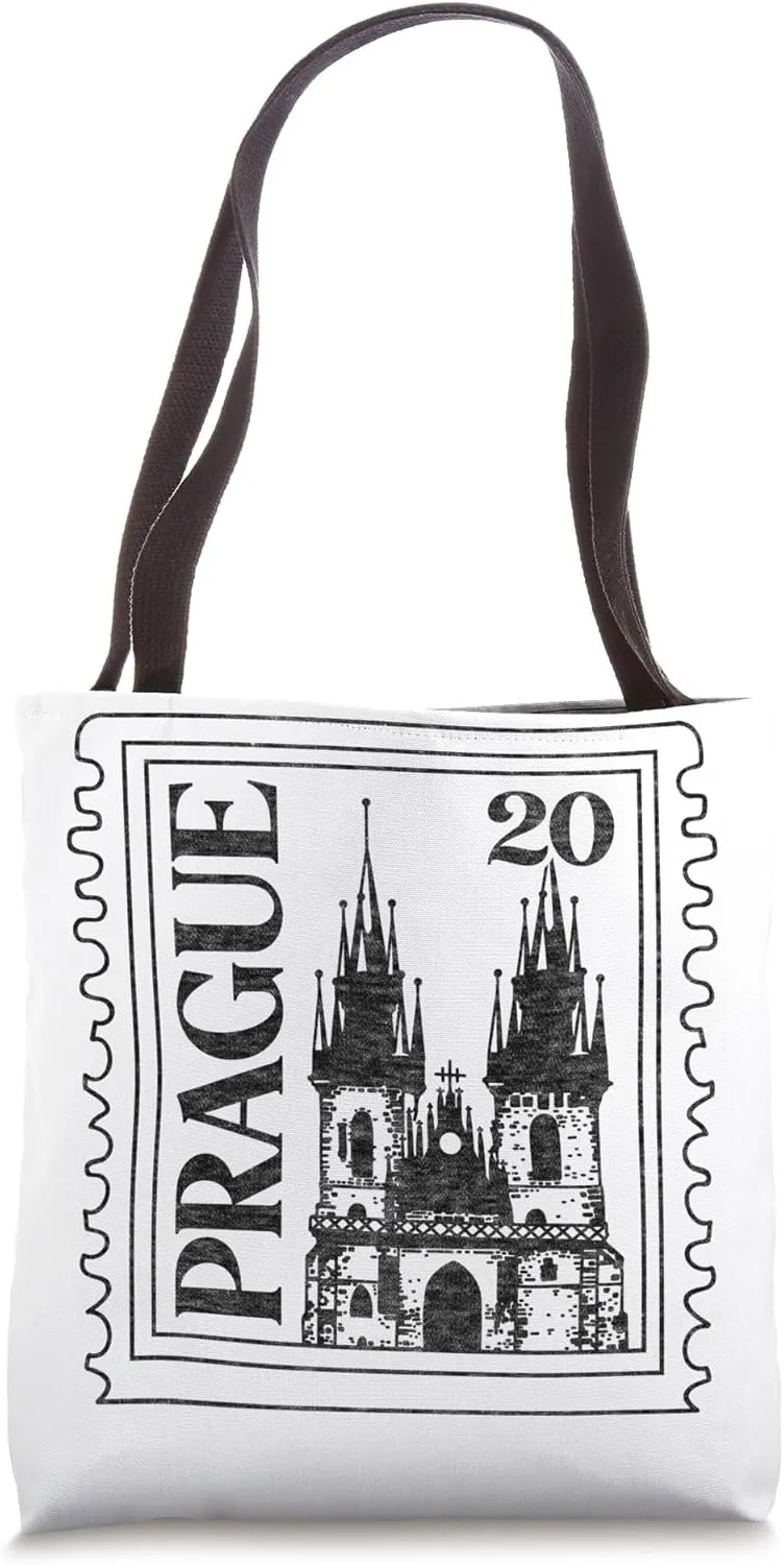 Prague Postage Stamp Tote Bag