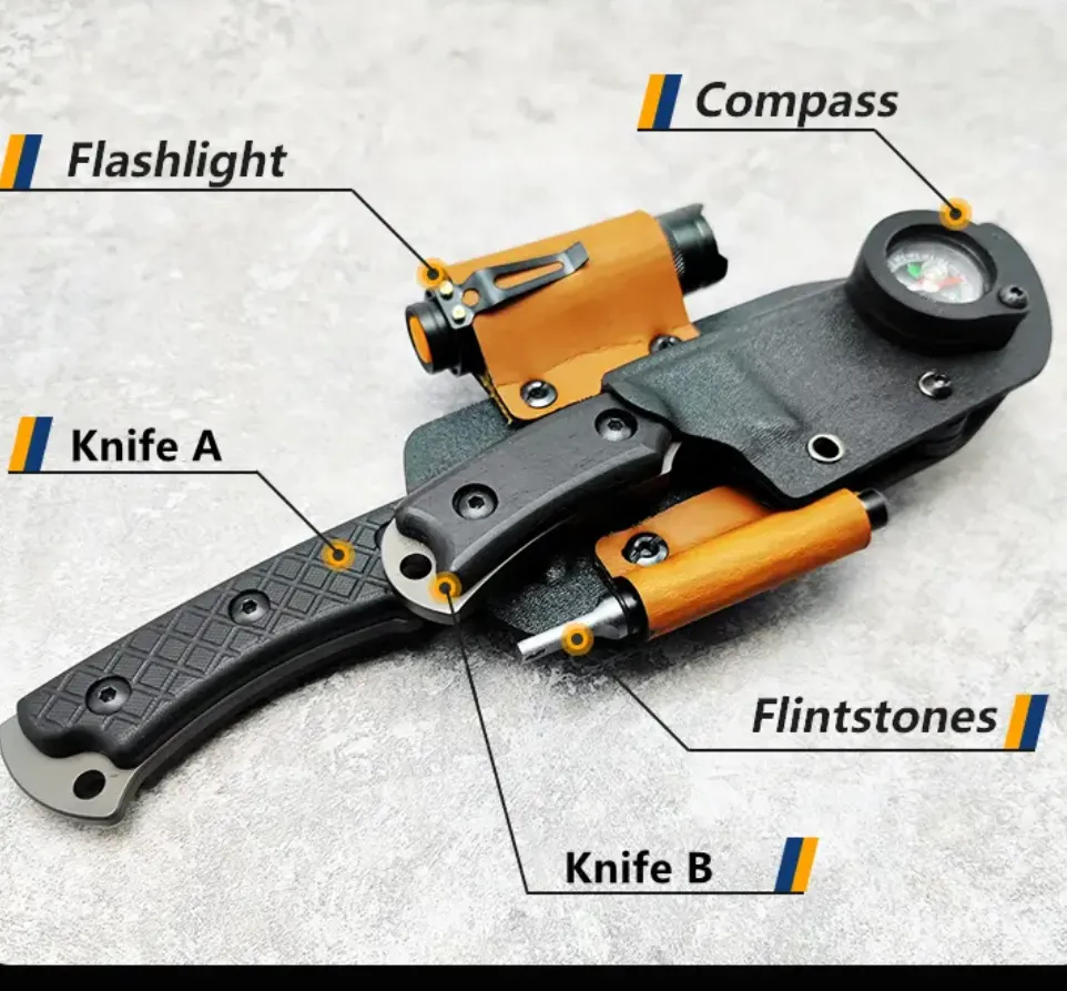 PrepPro® Dual Survival Knife System – 5-in-1 Tactical Kit Blades. Light. Fire. Direction. All in One.