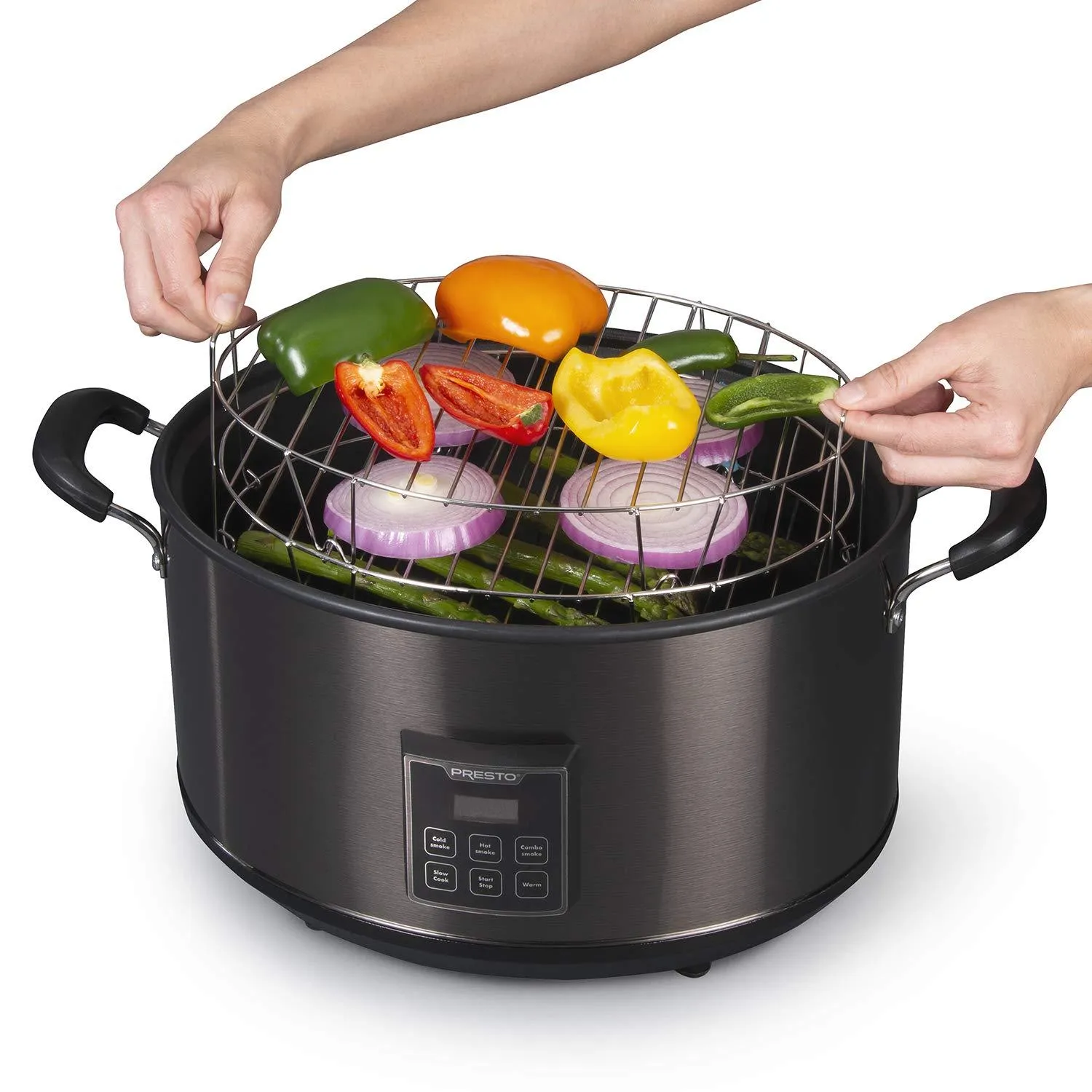 Presto 06013 Electric Indoor Smoker, 6qt, Black Stainless Steel