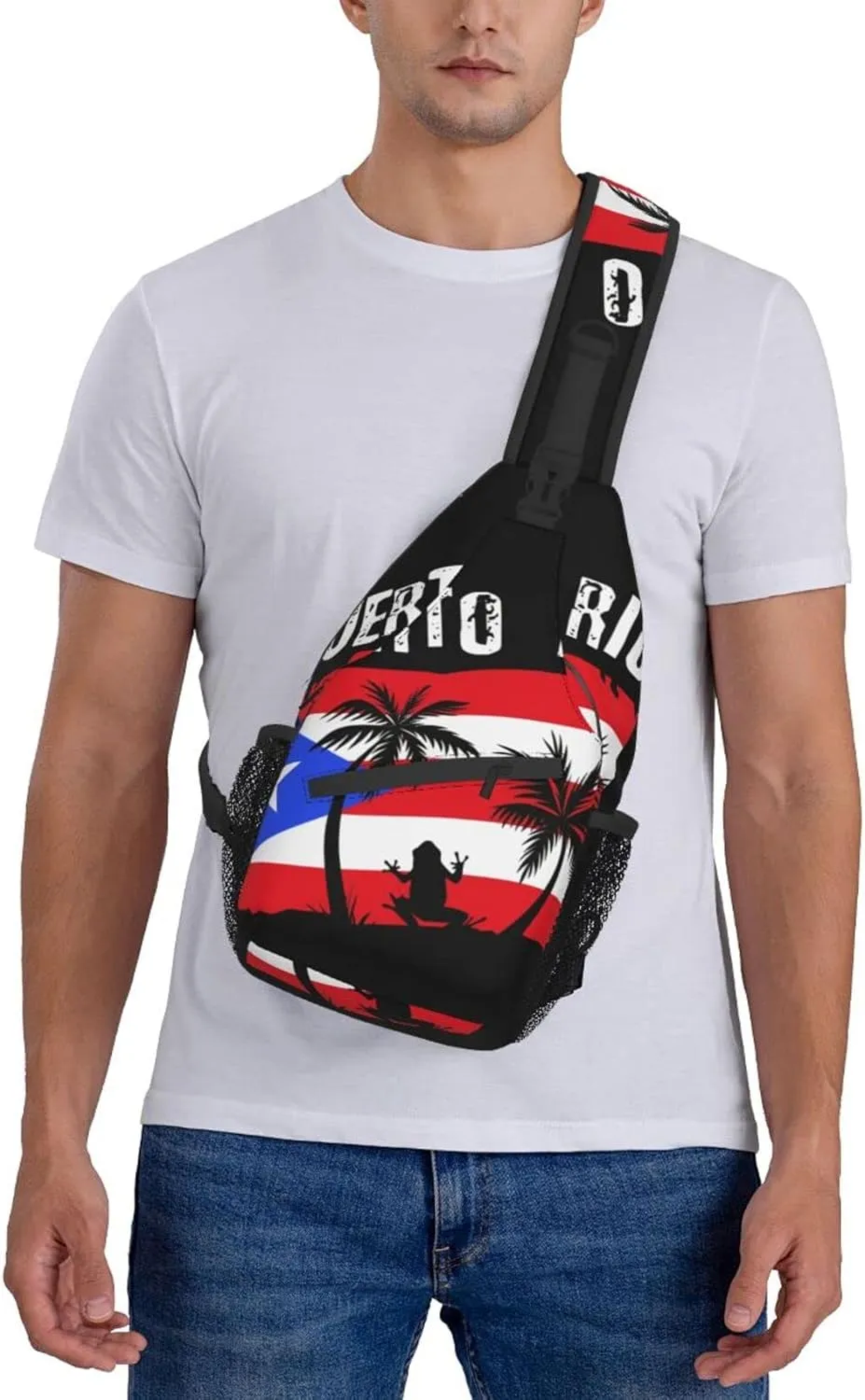 Puerto Rico Rican Flag Sling bag/Crossbody Backpack/Puerto Rican Shoulder Bag for Men For Women, Travel, Hiking, Work