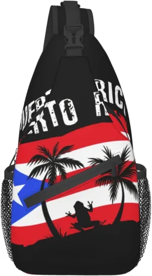 Puerto Rico Rican Flag Sling bag/Crossbody Backpack/Puerto Rican Shoulder Bag for Men For Women, Travel, Hiking, Work