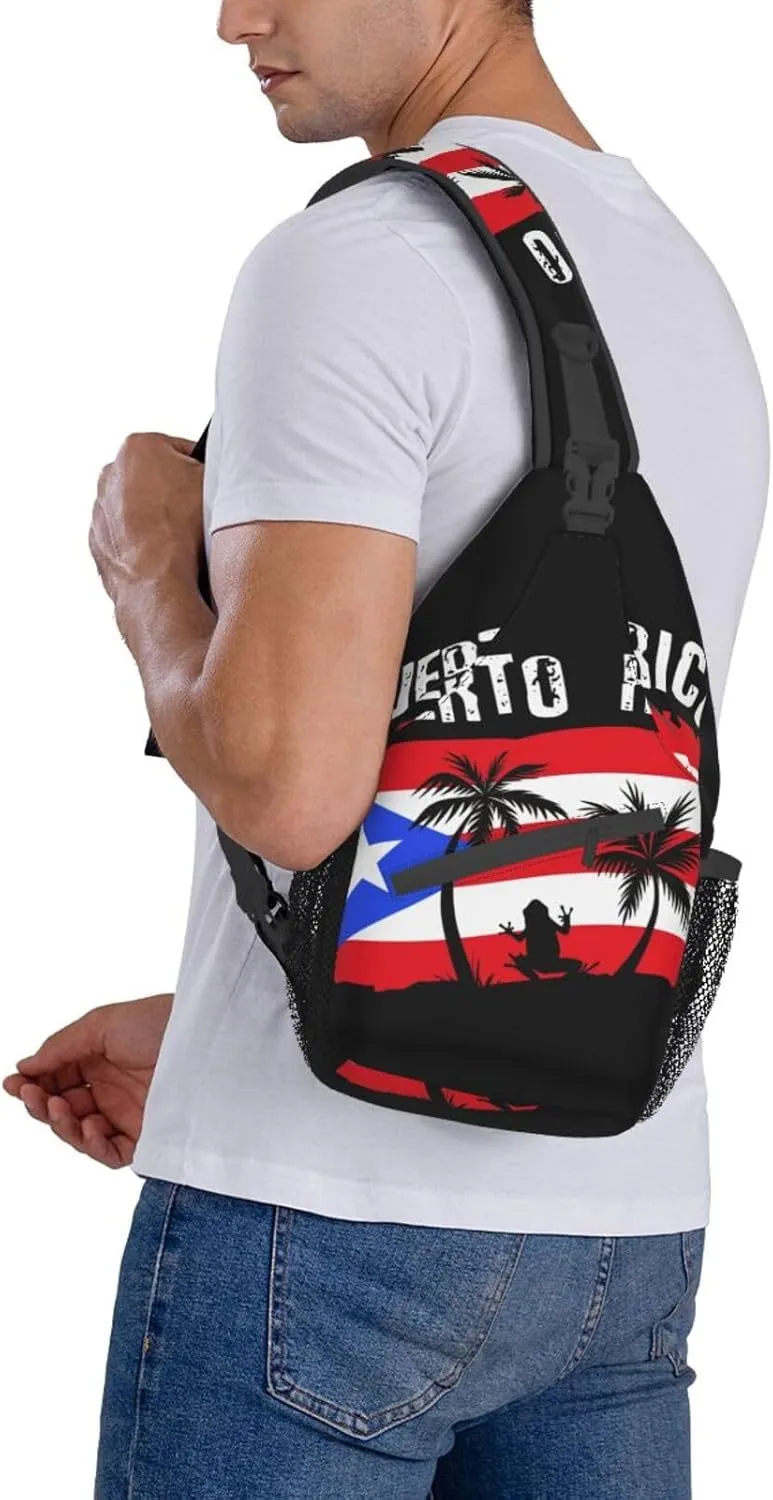 Puerto Rico Rican Flag Sling bag/Crossbody Backpack/Puerto Rican Shoulder Bag for Men For Women, Travel, Hiking, Work