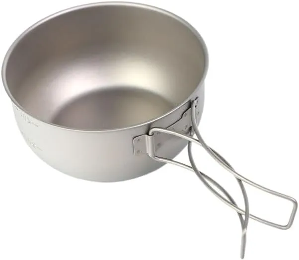 Pure Titanium Frying Pan 450ML, Foldable Portable Titanium Bowl Suitable For Outdoor Camping Barbecue