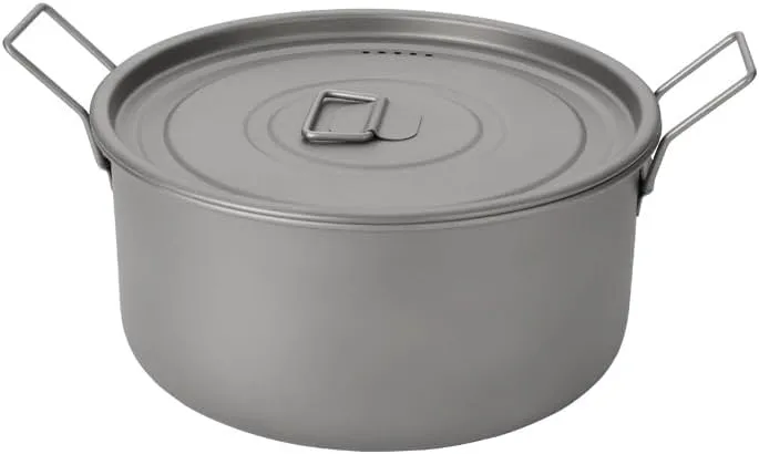 Pure Titanium Soup Pot 1.9L Outdoor Camping Portable Pot With Foldable Handle