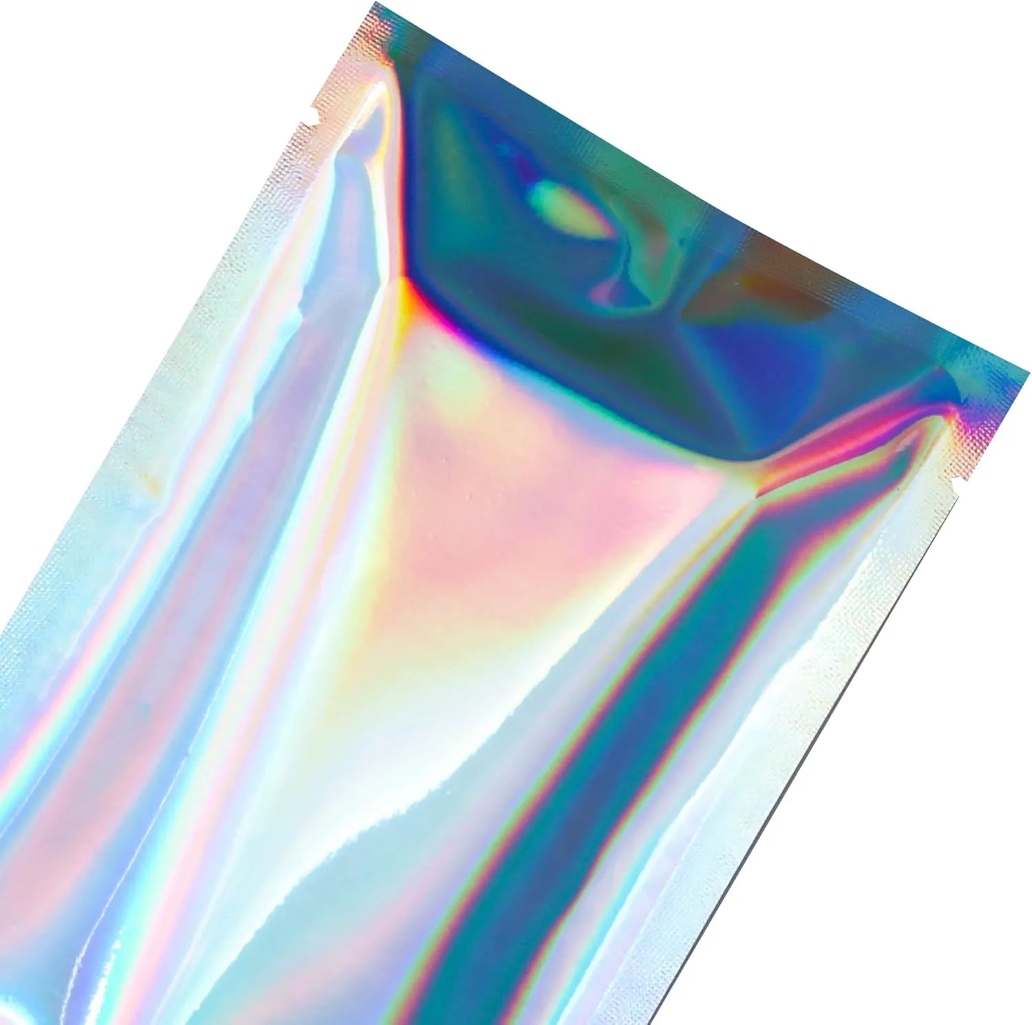 QQ Studio Food-Safe Glossy Heat Sealable Double-Sided Holographic SlickSeal™ Flat Bag with Tear Notch (100, 12x18cm (4.7x7.1"))