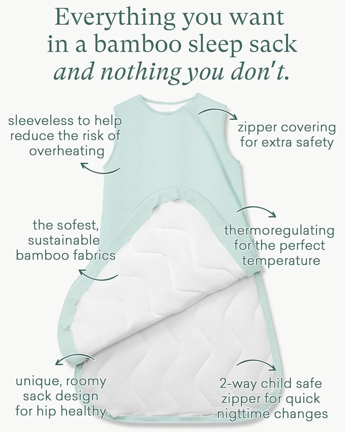 Quilted Supersoft Sleep Sack, 2.5 TOG Premium Bamboo Viscose Warm Baby Sleeping Bag, Thick Babies Wearable Blanket