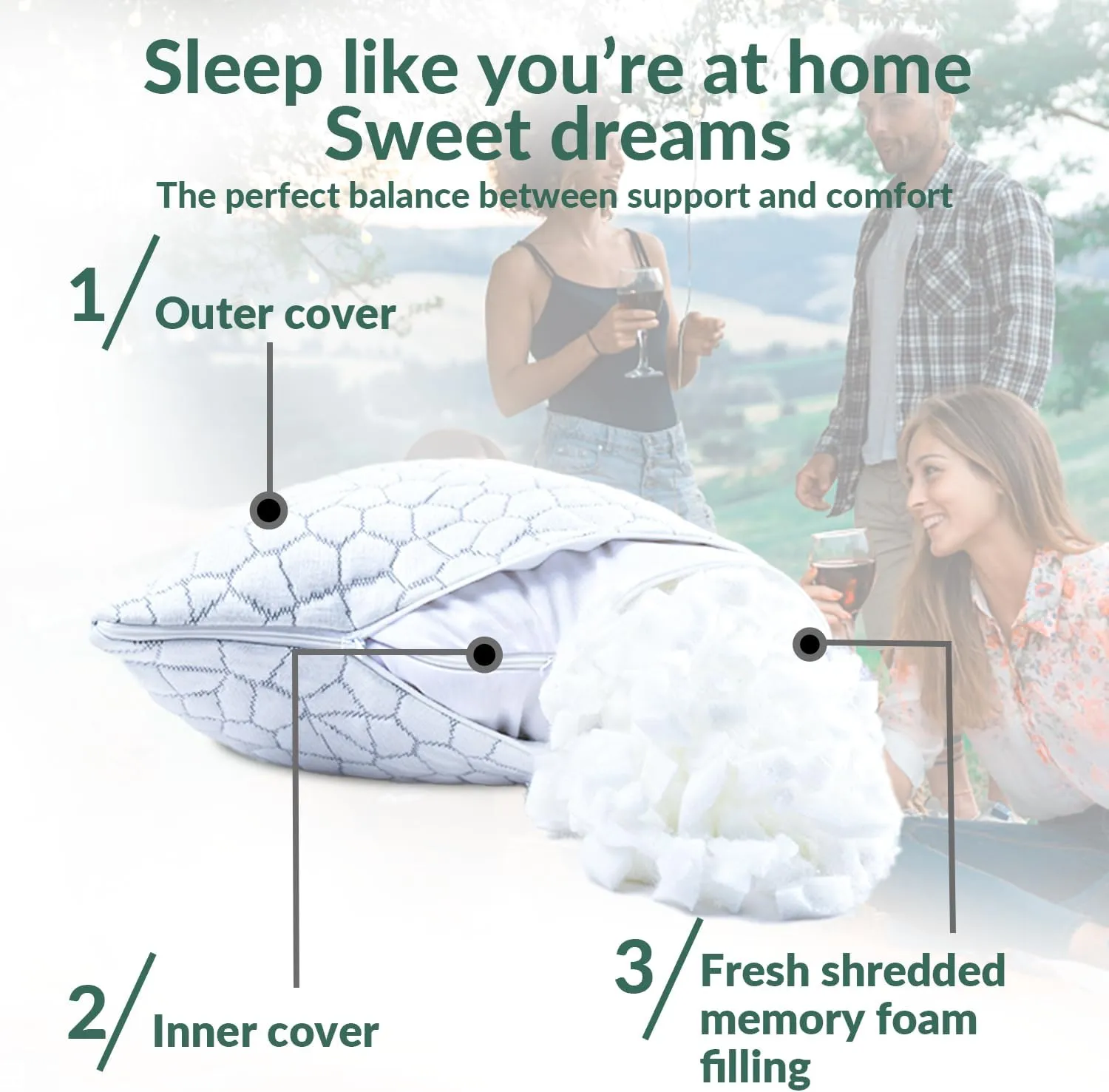 QUTOOL Small Travel Pillows for Sleeping, Cooling Memory Foam Camping Pillow, Backpacking Pillow for Hiking Gear, Portable Pillow with Travel Storage Bag, Camping Essentials for Adults Kids