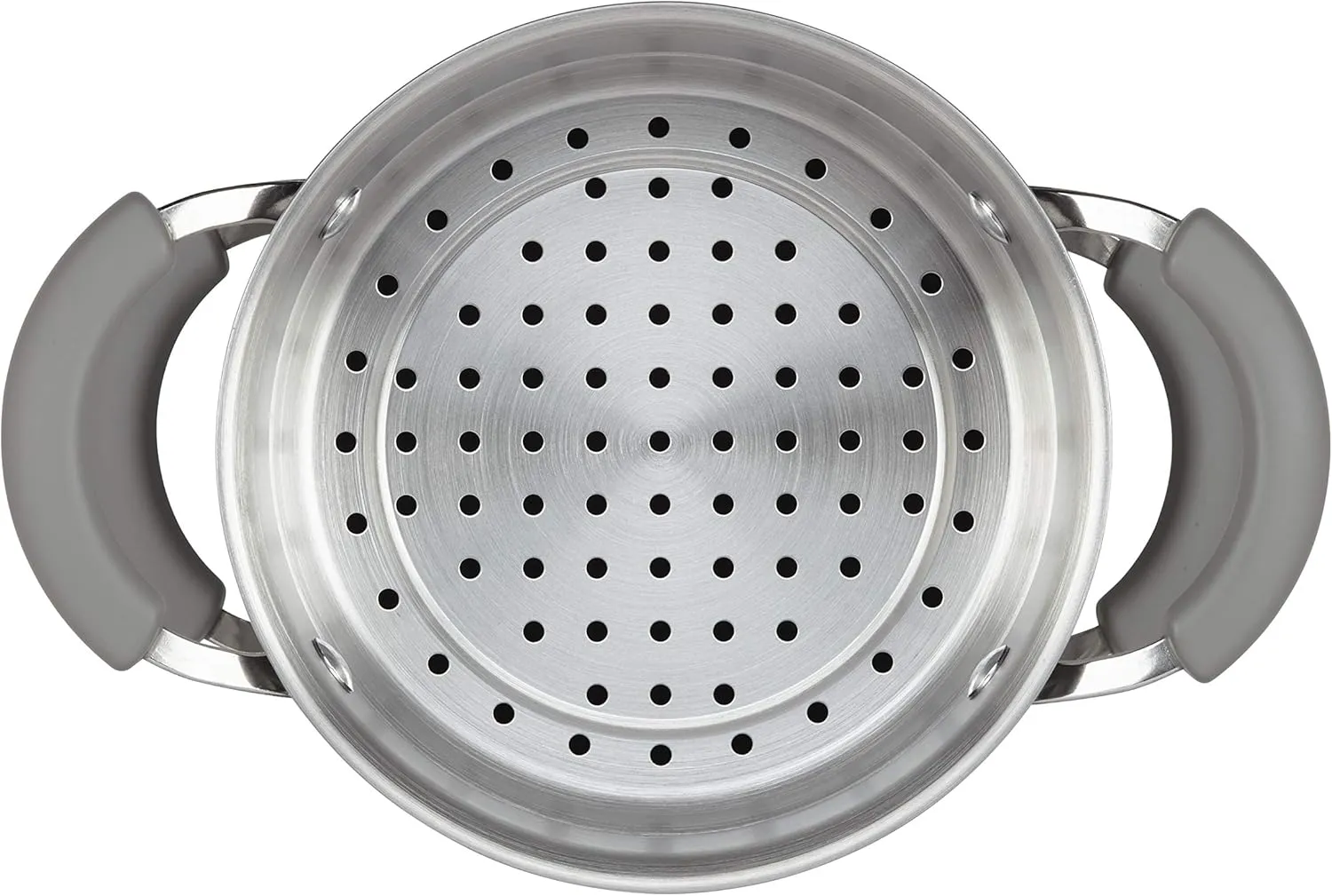 Rachael Ray Brights Sauce Pot/Saucepot with Steamer Insert, 3 Quart, Two-Tone Sea Salt Gray