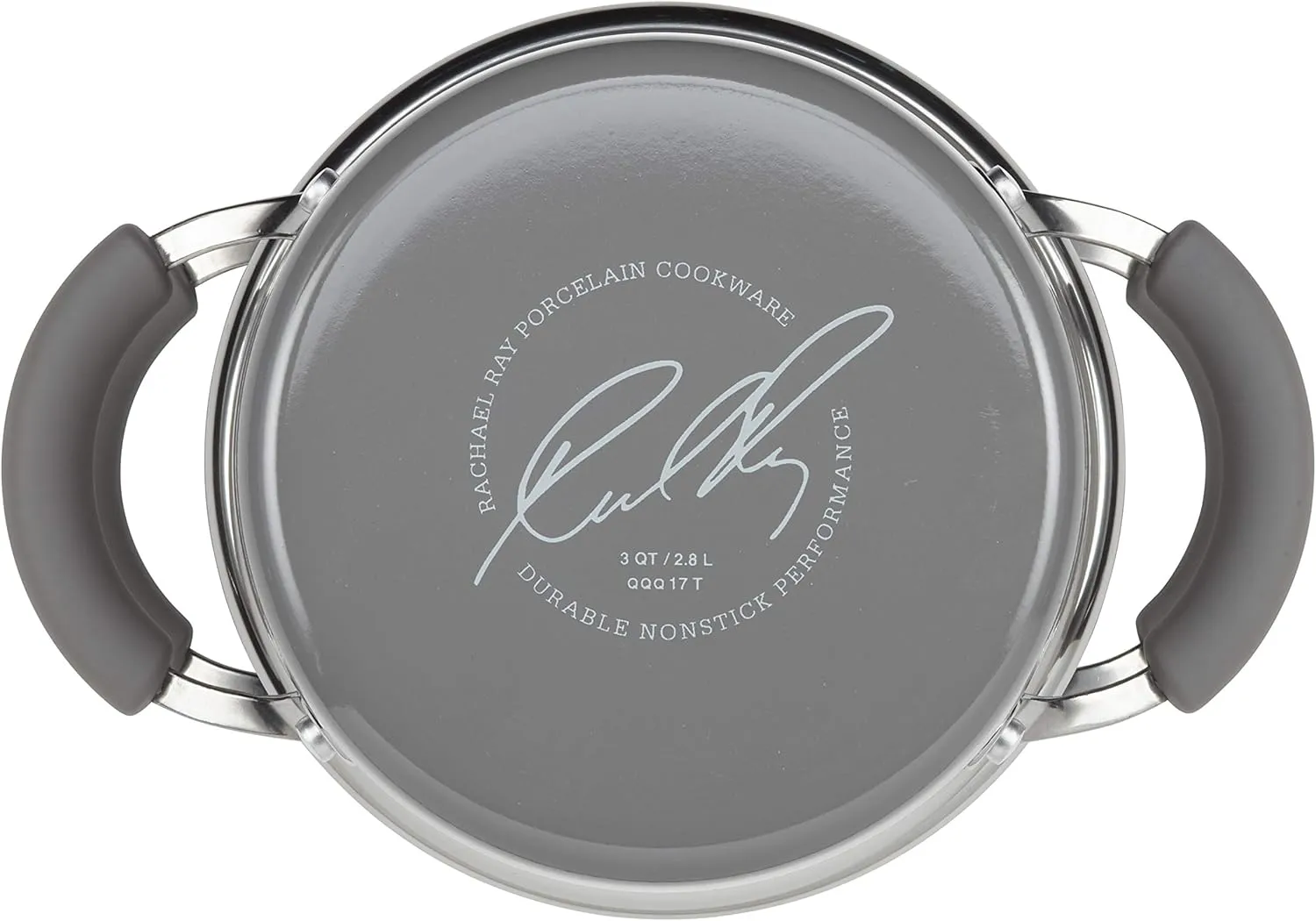 Rachael Ray Brights Sauce Pot/Saucepot with Steamer Insert, 3 Quart, Two-Tone Sea Salt Gray