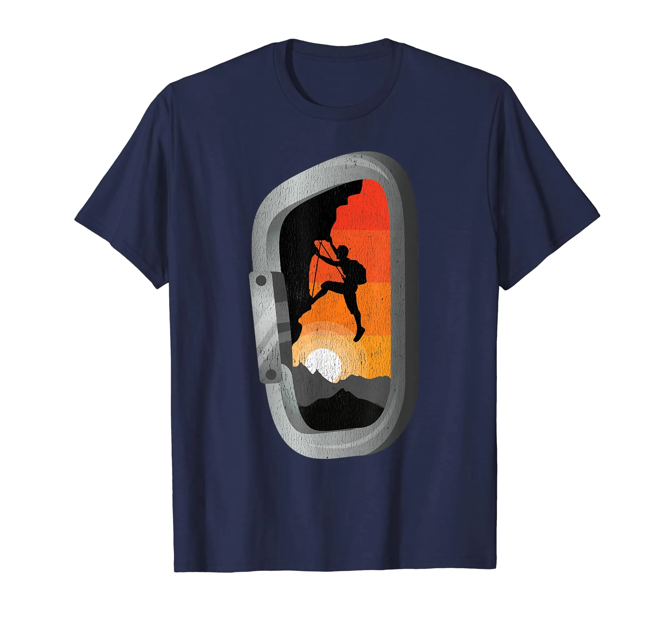 Retro Vintage Rock Climbing Carabiner Sunset T-Shirt