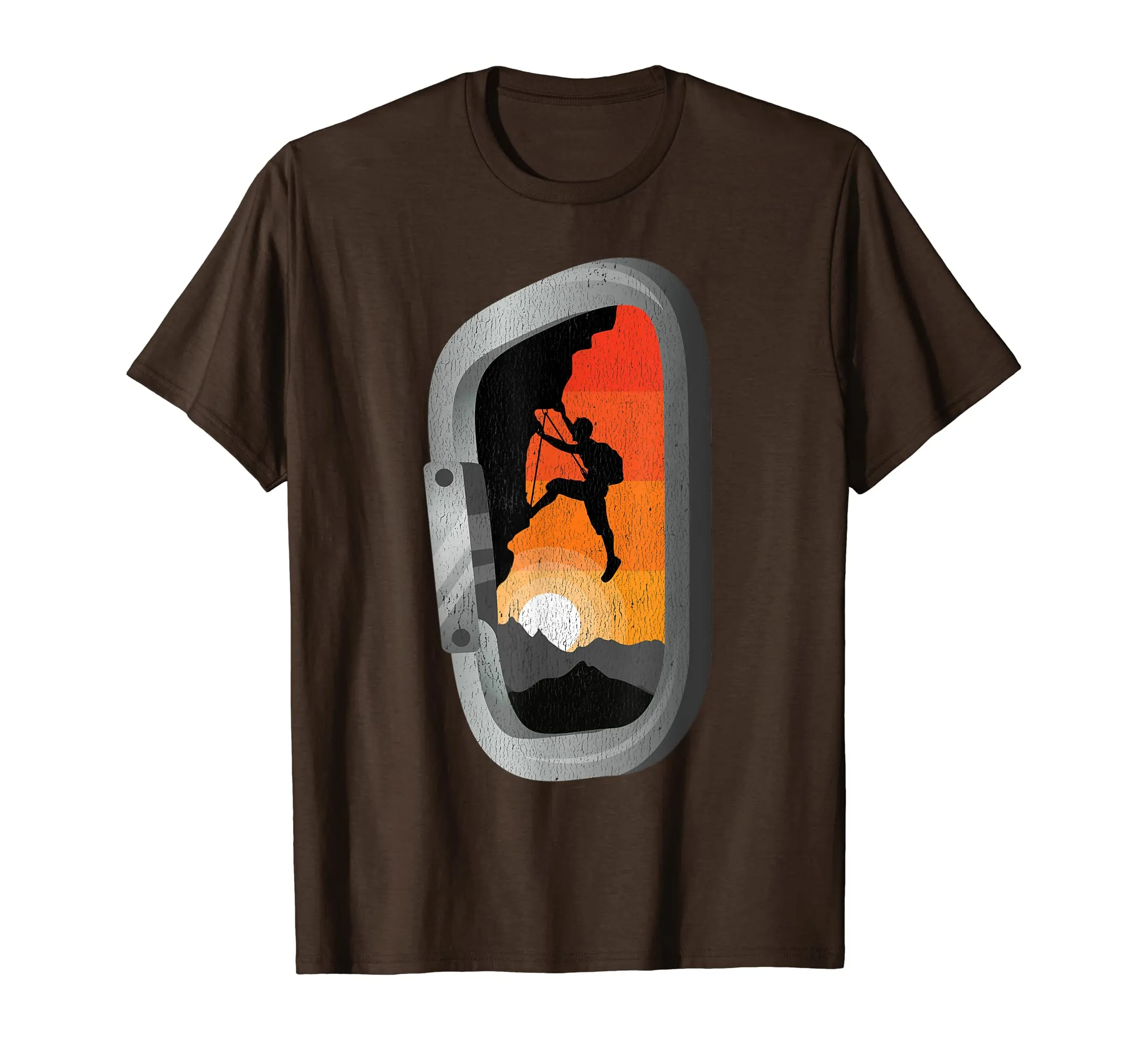 Retro Vintage Rock Climbing Carabiner Sunset T-Shirt