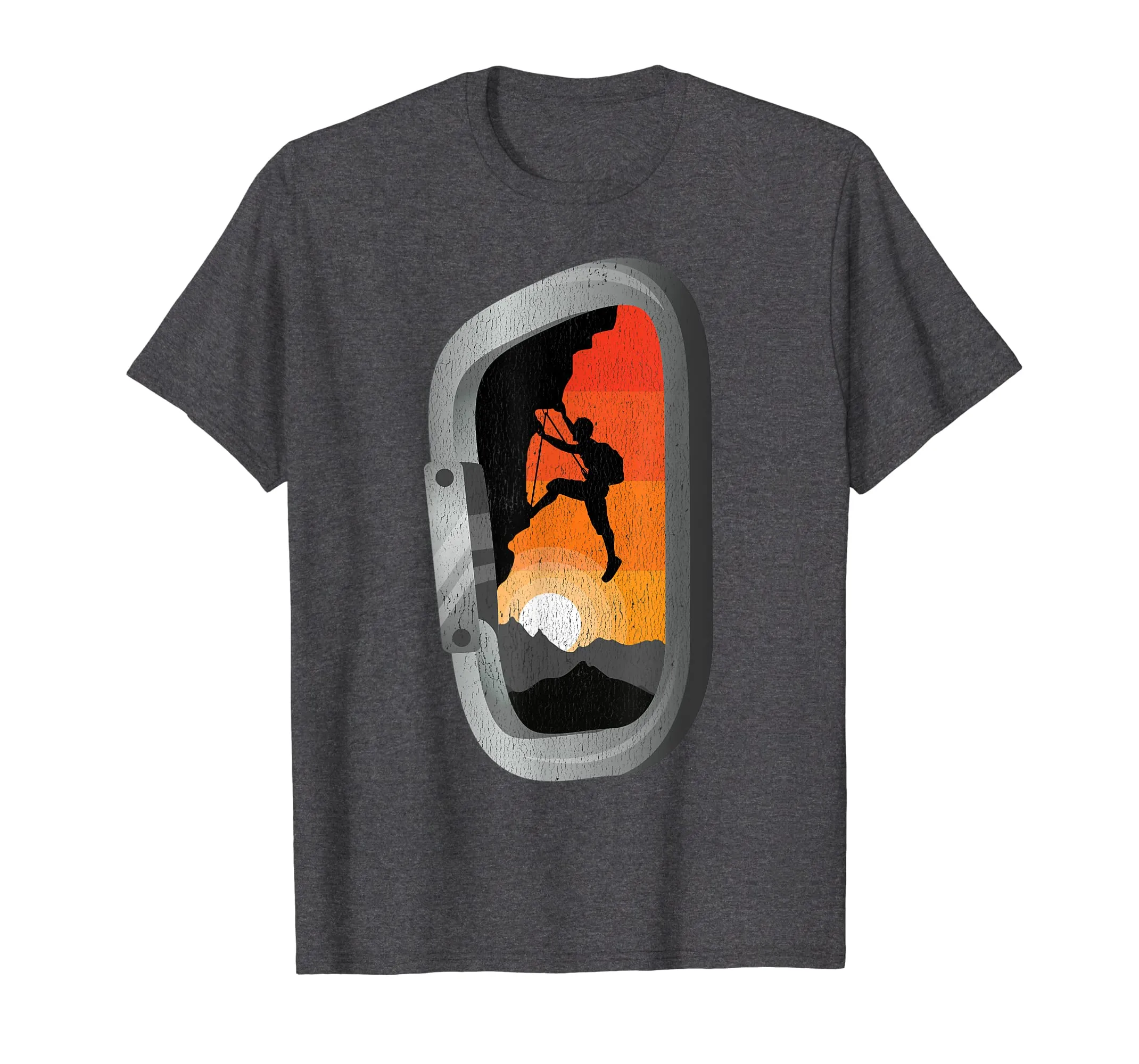 Retro Vintage Rock Climbing Carabiner Sunset T-Shirt