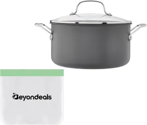Reusable Food Storage Bag Bundle with Chef'S Classic 6 Qt Pot Nonstick Stock Pot Hard Anodized Cookware - Aluminum Construction, Oven Safe - Pack Of 1