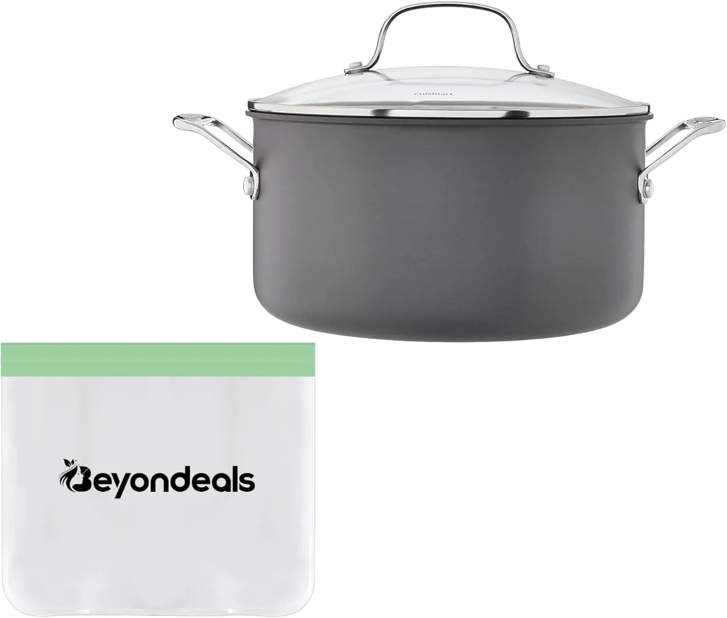 Reusable Food Storage Bag Bundle with Chef'S Classic 6 Qt Pot Nonstick Stock Pot Hard Anodized Cookware - Aluminum Construction, Oven Safe - Pack Of 1