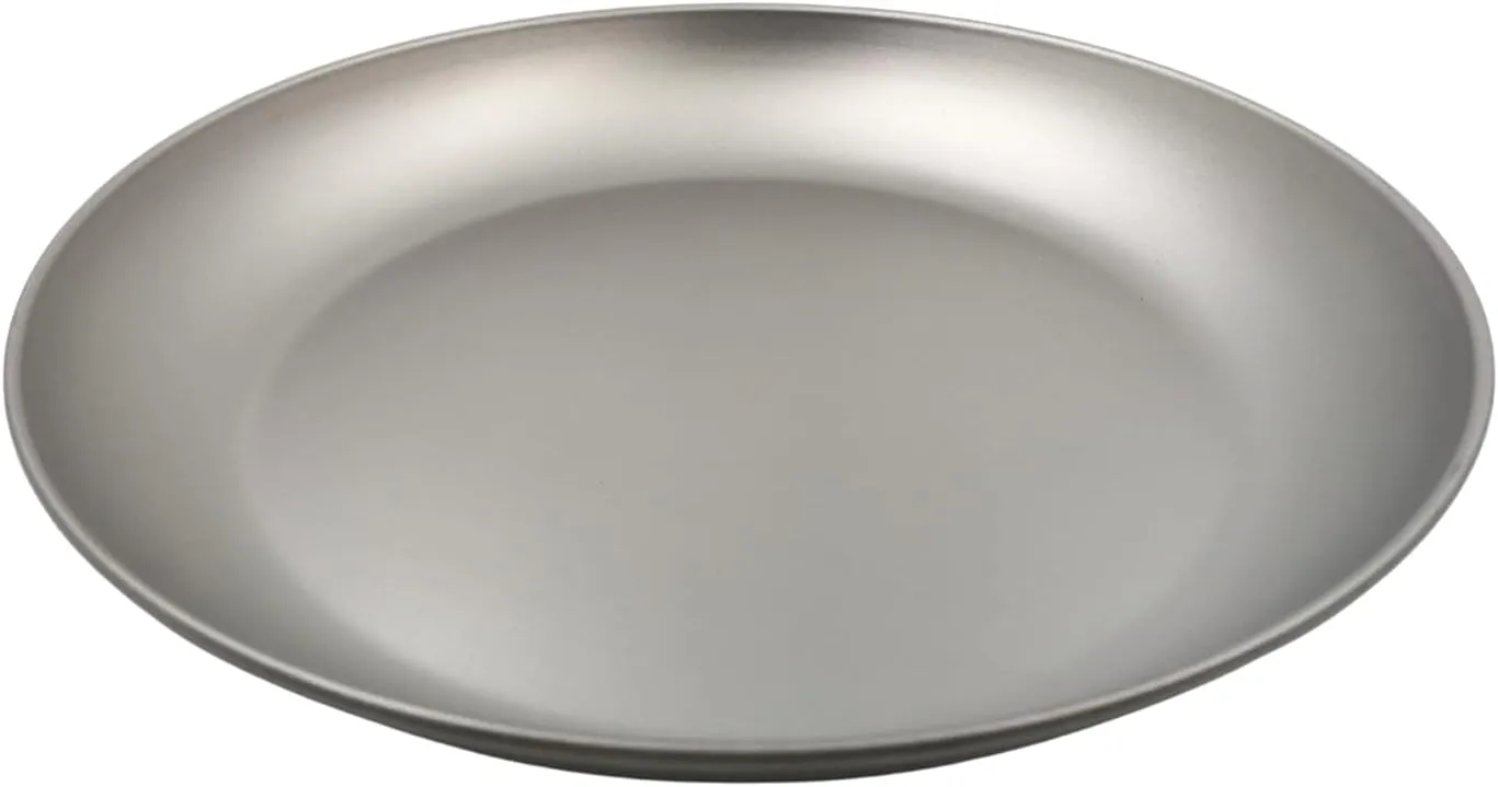 RISON-Titanium Round Camping Plate Titanium Plate Outdoor Ultra Light Camping Tableware GR1 Titanium Dinner Plate 7-Inch BBQ Mountaineering Picnic Fruit Plate
