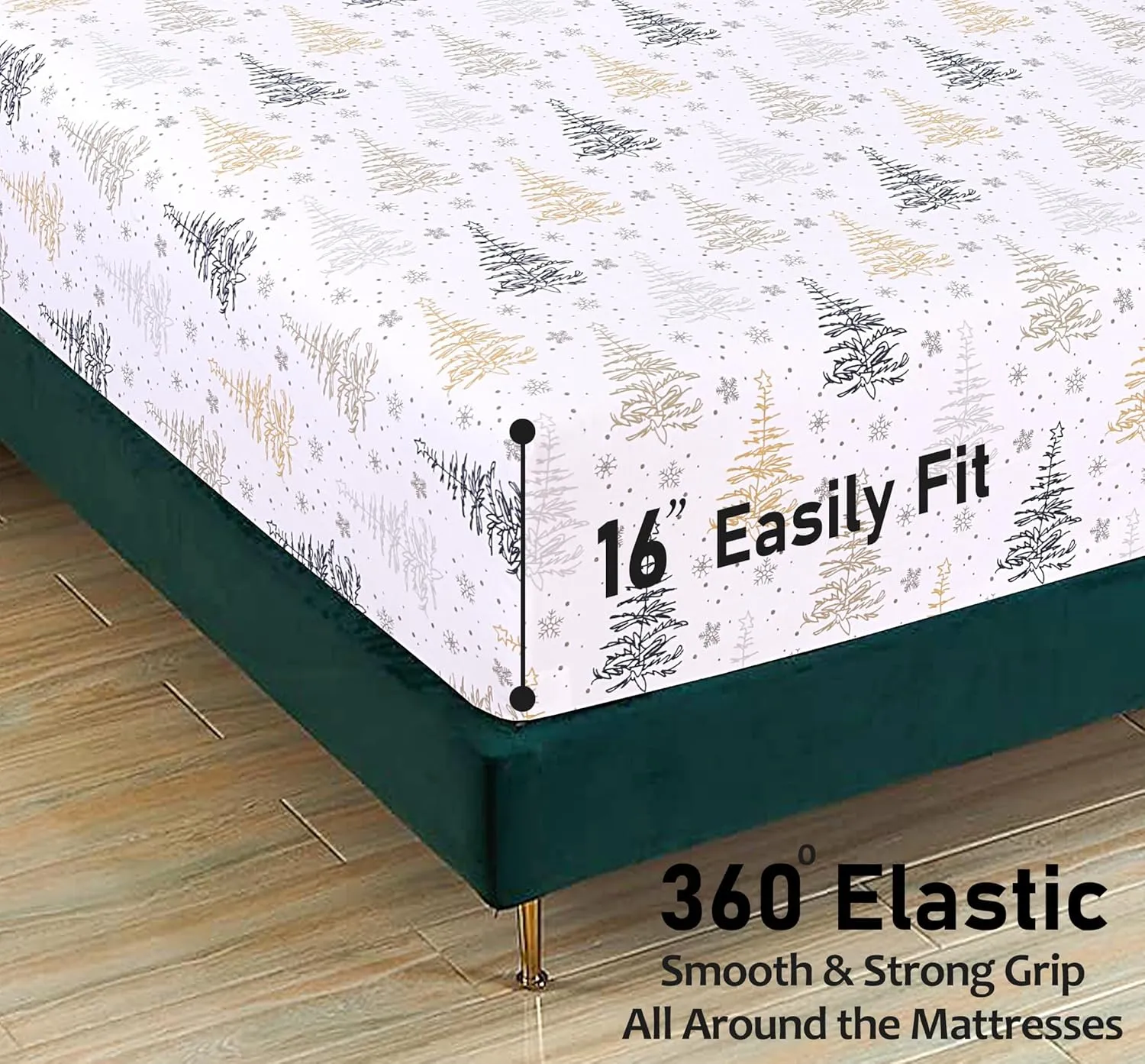 RUVANTI Flannel Sheets Full Size - 100% Cotton Double Brushed Bed Sheets Set, Deep Pockets 16 Inches, All Seasons Breathable & Extra Soft Full Sheets, Warm & Cozy, 4 Piece, Christmas Tree