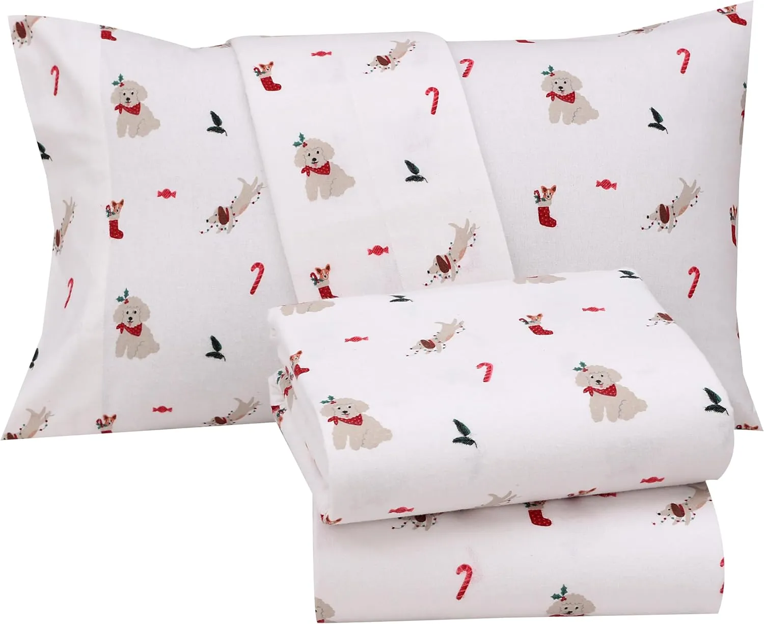 RUVANTI Flannel Sheets Twin Size - 100% Cotton Double Brushed Twin Sheets Set, Deep Pockets 16 Inches, All Seasons Breathable & Extra Soft Bed Sheets, Warm & Cozy, 3 Piece, Catch Me If You Can