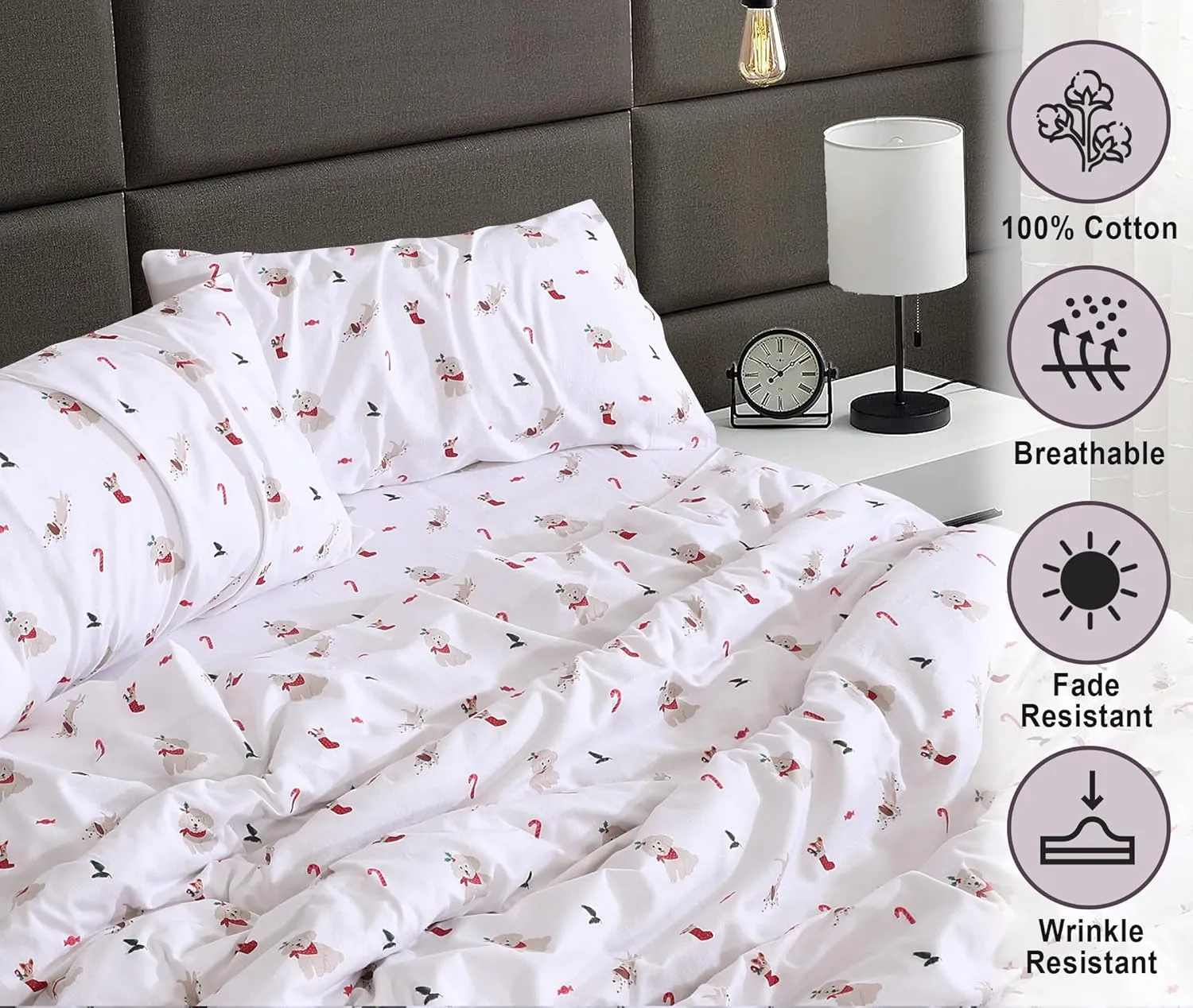 RUVANTI Flannel Sheets Twin Size - 100% Cotton Double Brushed Twin Sheets Set, Deep Pockets 16 Inches, All Seasons Breathable & Extra Soft Bed Sheets, Warm & Cozy, 3 Piece, Catch Me If You Can