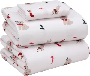 RUVANTI Flannel Sheets Twin Size - 100% Cotton Double Brushed Twin Sheets Set, Deep Pockets 16 Inches, All Seasons Breathable & Extra Soft Bed Sheets, Warm & Cozy, 3 Piece, Catch Me If You Can
