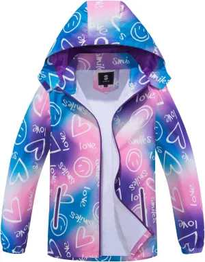 SaphiRose Kids Rain Jacket Waterproof Raincoat Mesh Lined Coat with Removable Hood for Boys Girls