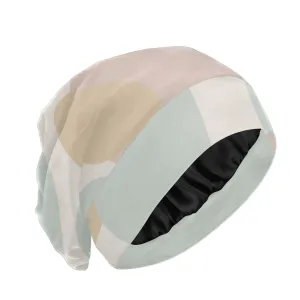 Satin Bonnet Wrap for Sleeping - Lined Sleep Cap for Curly Hair Women & Men - Abstract Pattern