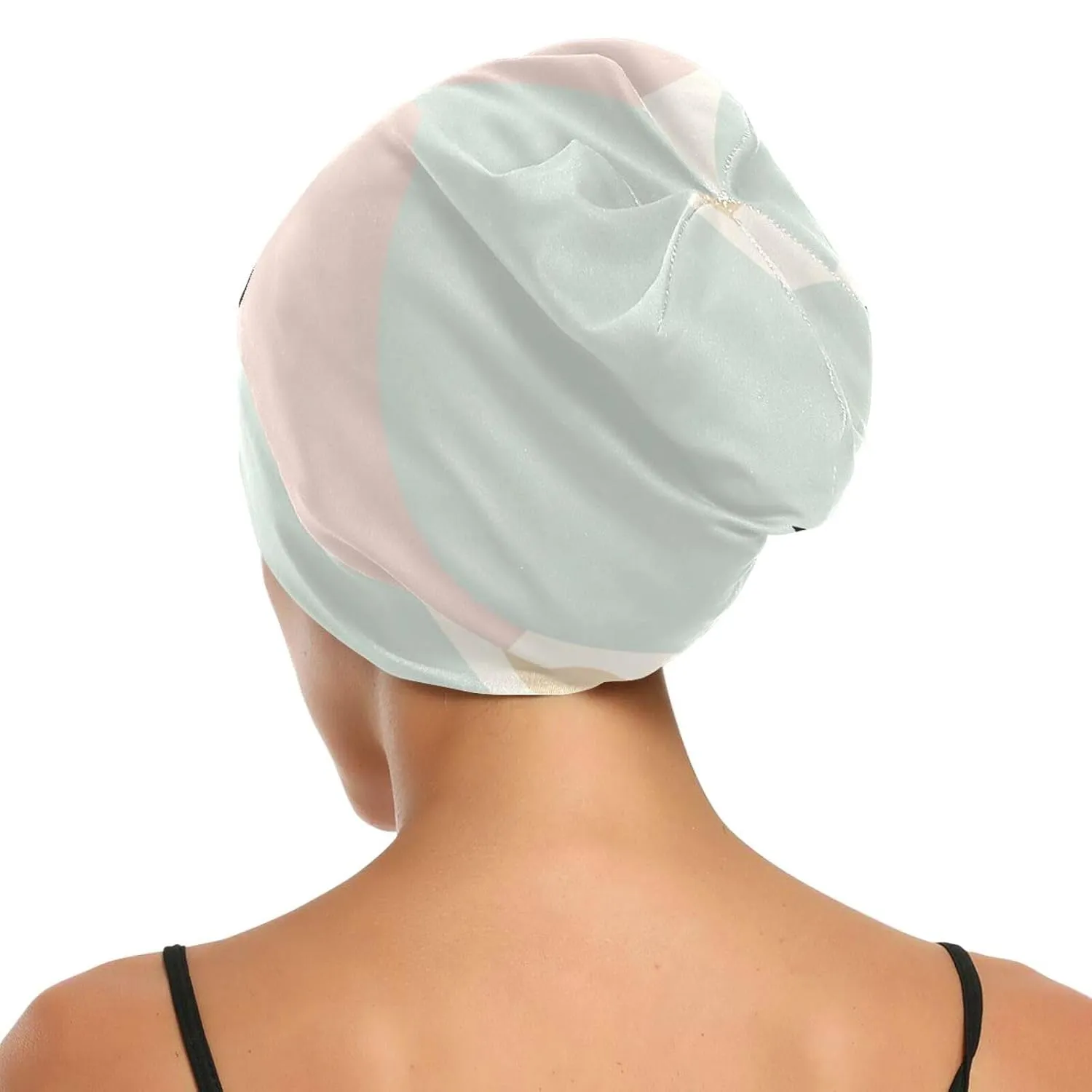 Satin Bonnet Wrap for Sleeping - Lined Sleep Cap for Curly Hair Women & Men - Abstract Pattern