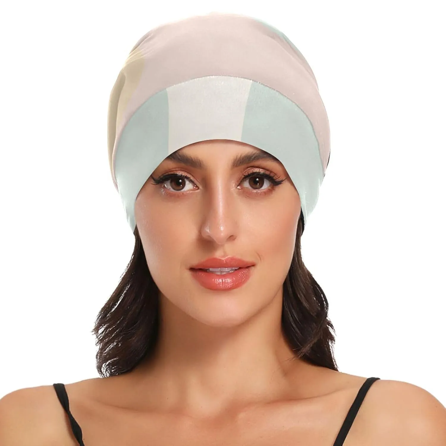 Satin Bonnet Wrap for Sleeping - Lined Sleep Cap for Curly Hair Women & Men - Abstract Pattern