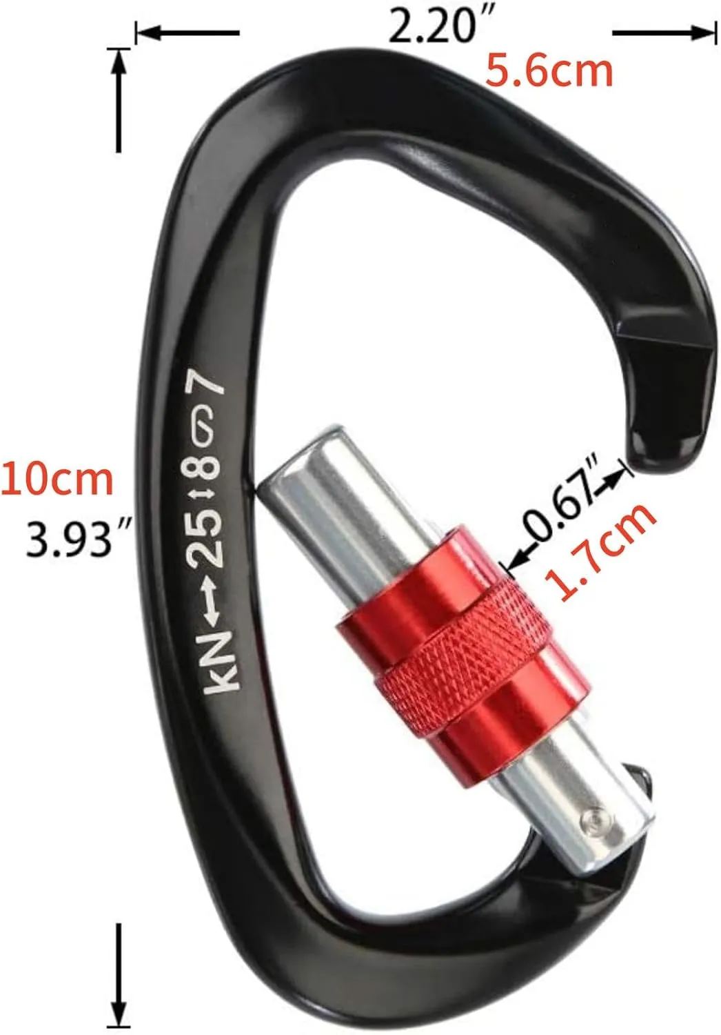 Screw Lock Carabiner, 25KN Auto Locking Carabiner Clip Stainless D-Shape Hook for Climbing Rock, Pack of 5