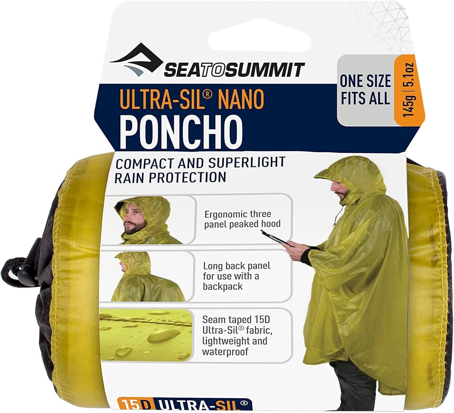 Sea to Summit Ultra-SIL Nano Poncho Raincoat and Pack Cover