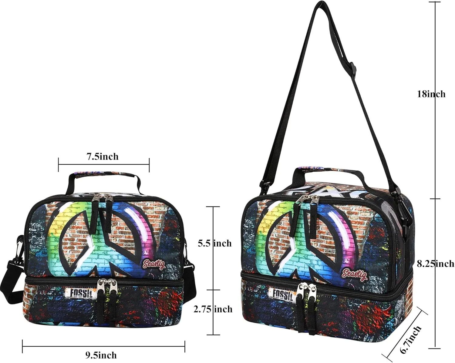 seastig Rolling Backpack 18in Double Handle Backpack Kids Wheeled Backpack Roller Backpack with Lunch Bag Set Girls Boys
