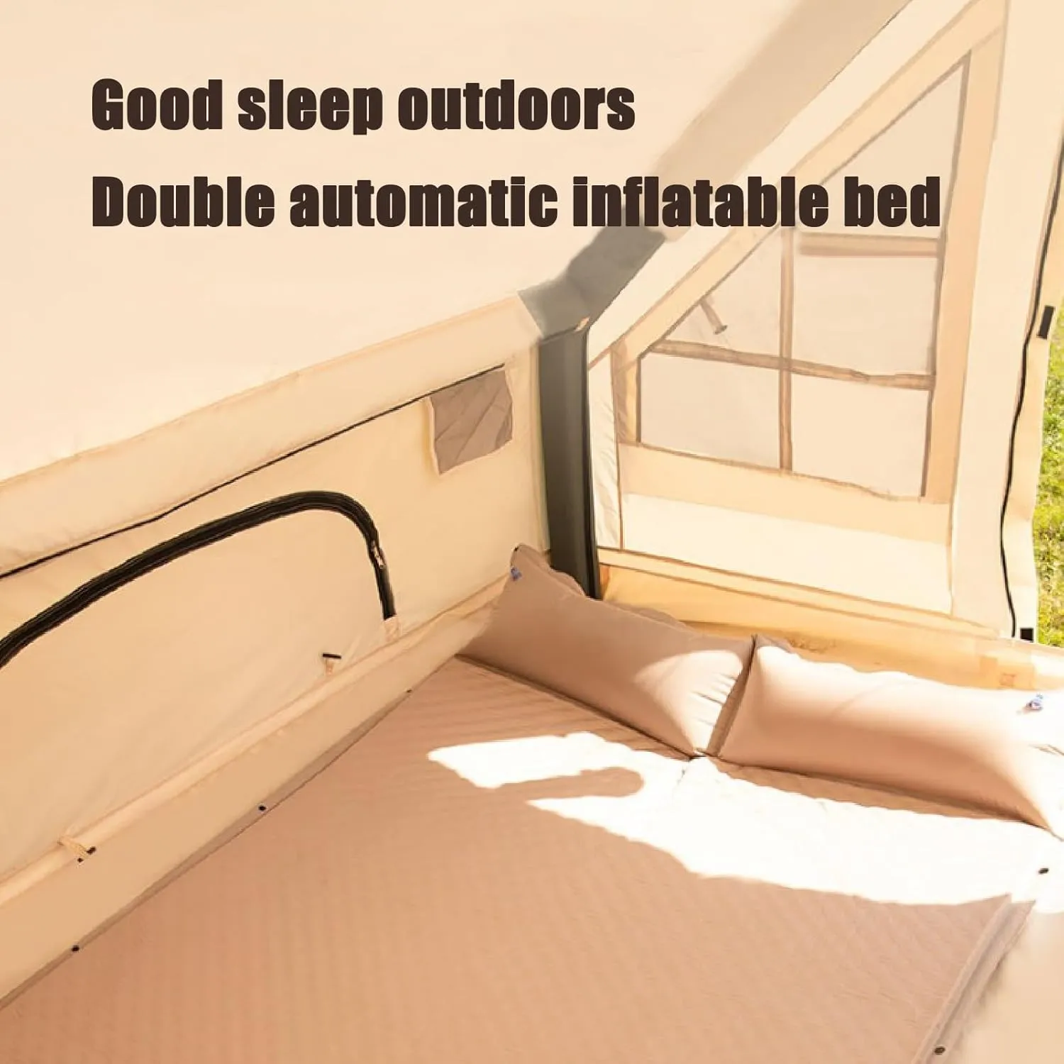 Self-Inflating Mattress, Outdoor Sleeping mat, Camping Tent Sleeping mat, Portable Double Mattress., 51.18inx74.80in, Khaki, 5478547