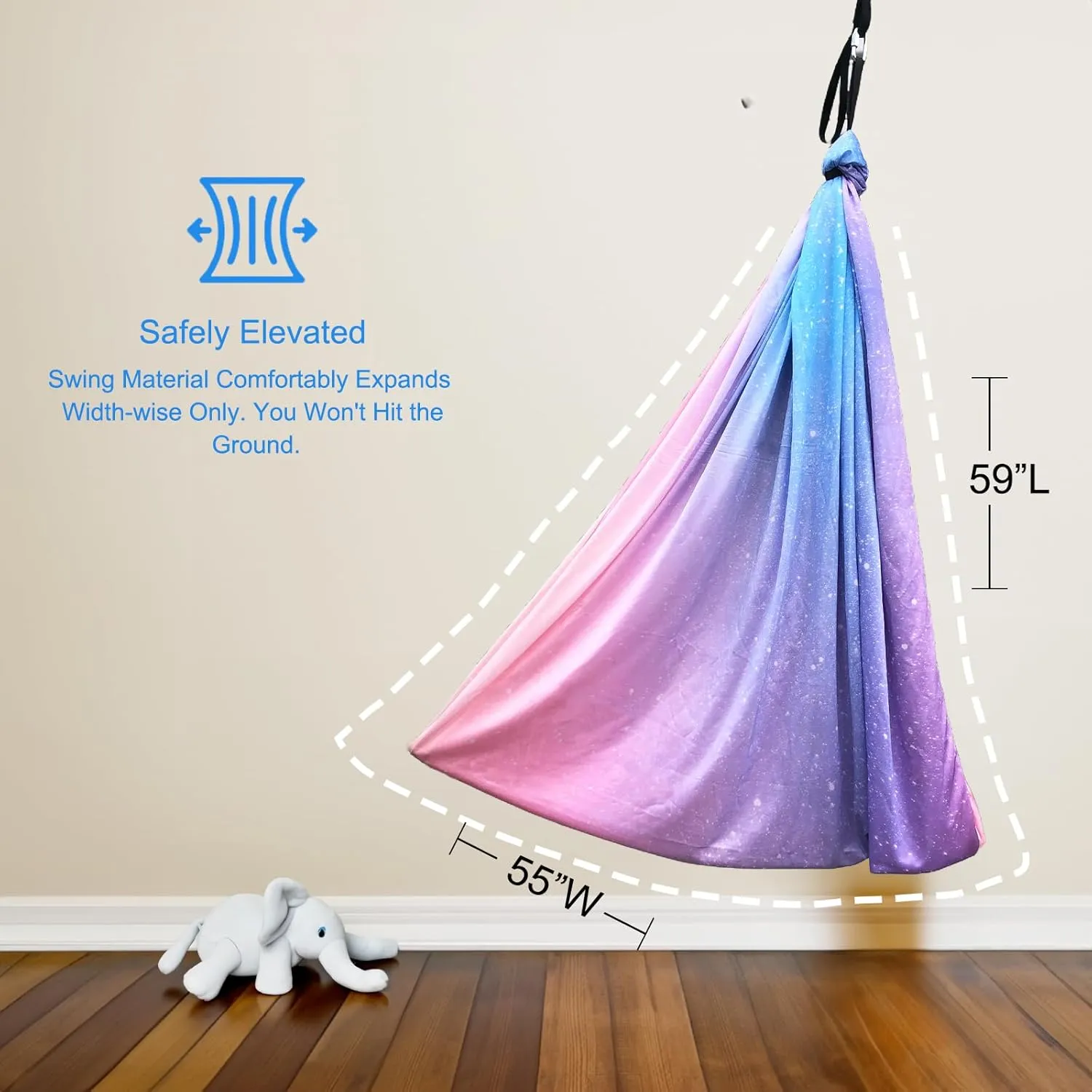 Sensory Swing for Kids Adults 360° Swivel Hanger, Indoor Therapy Swing Holds up to 300lbs Double Layer Purple