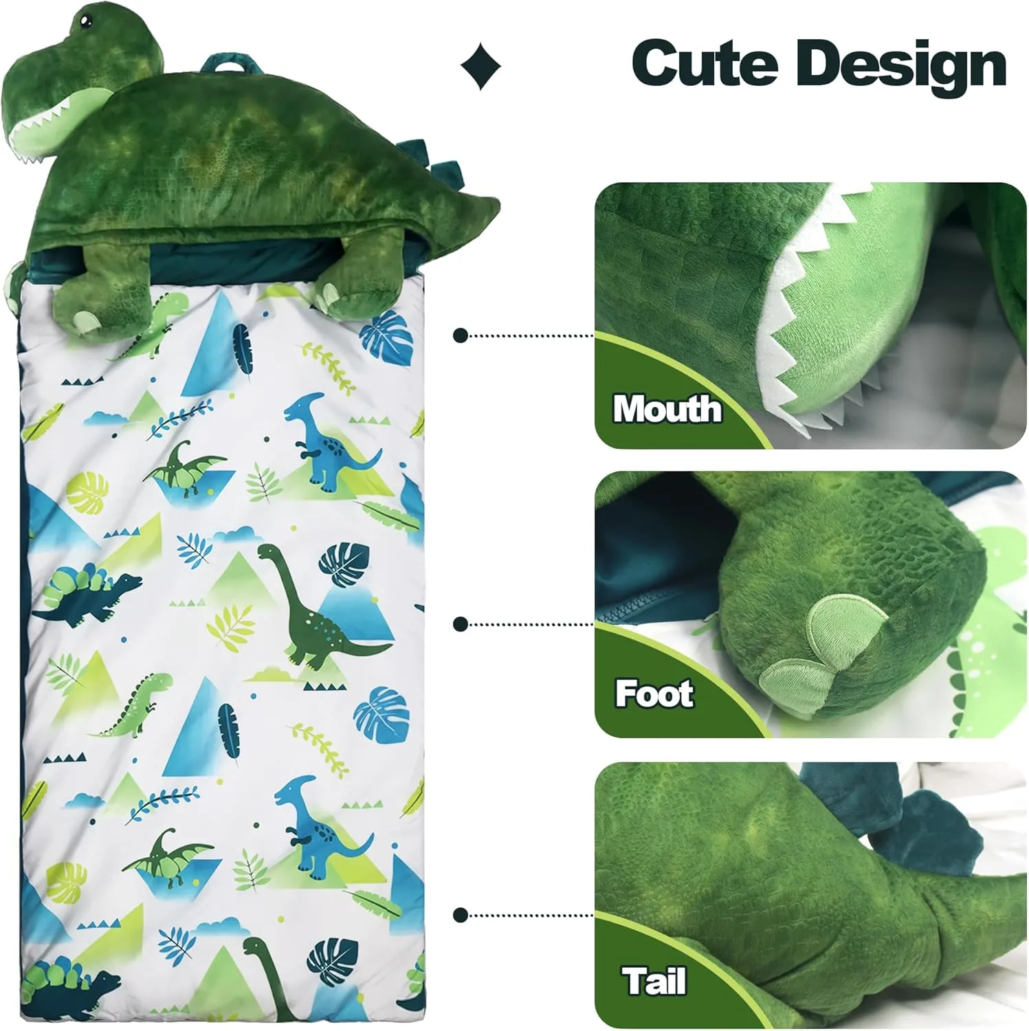 SHALALA NEW YORK Toddler Nap Mat with Pillow for Boys and Girls, Animal Plush Sleeping Bag Nap Mat, Soft Slumber Bag with Pillow & Blanket - 64" x 26"