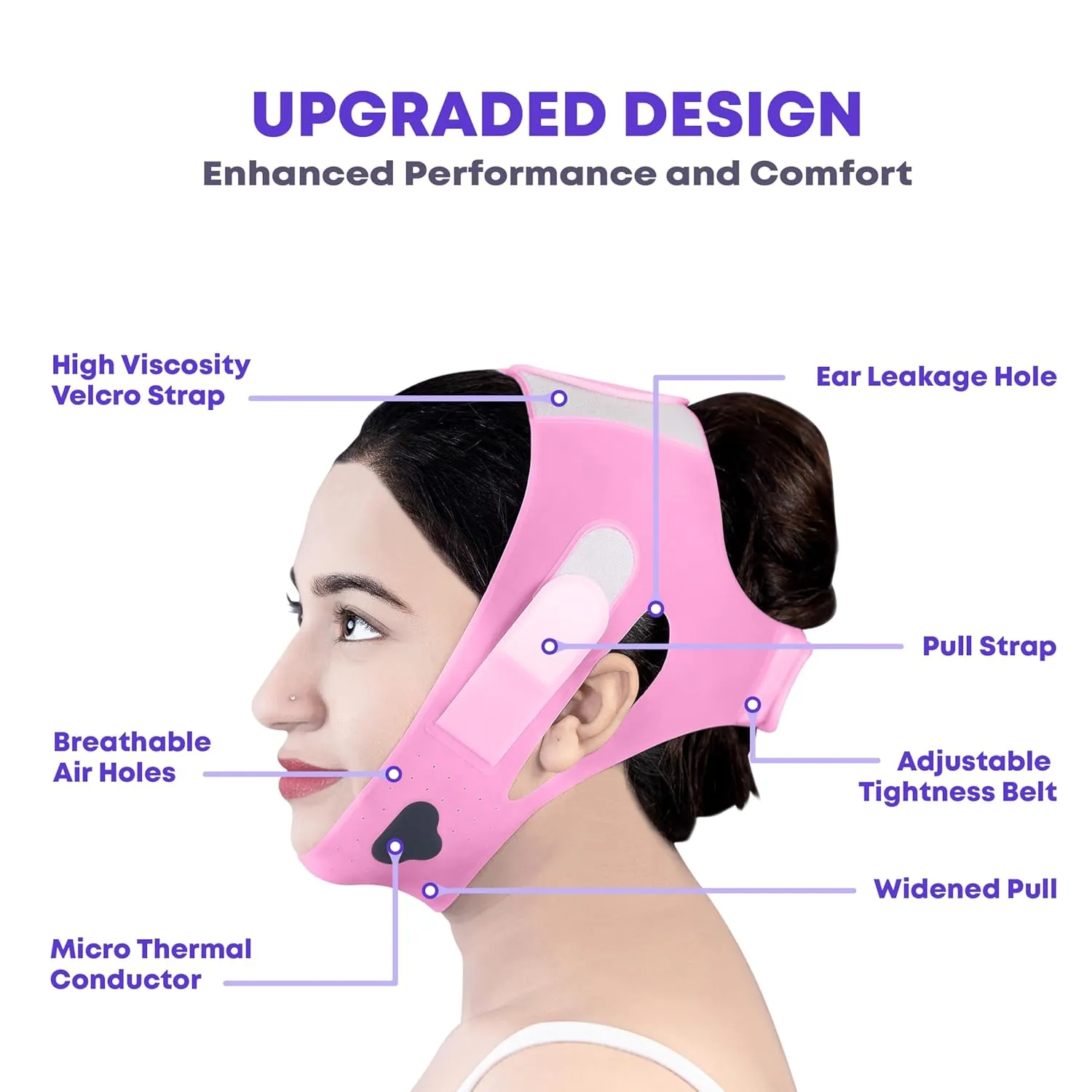 Silicone V Line Face Lifting Mask with Adjustable Double Chin Strap for Women