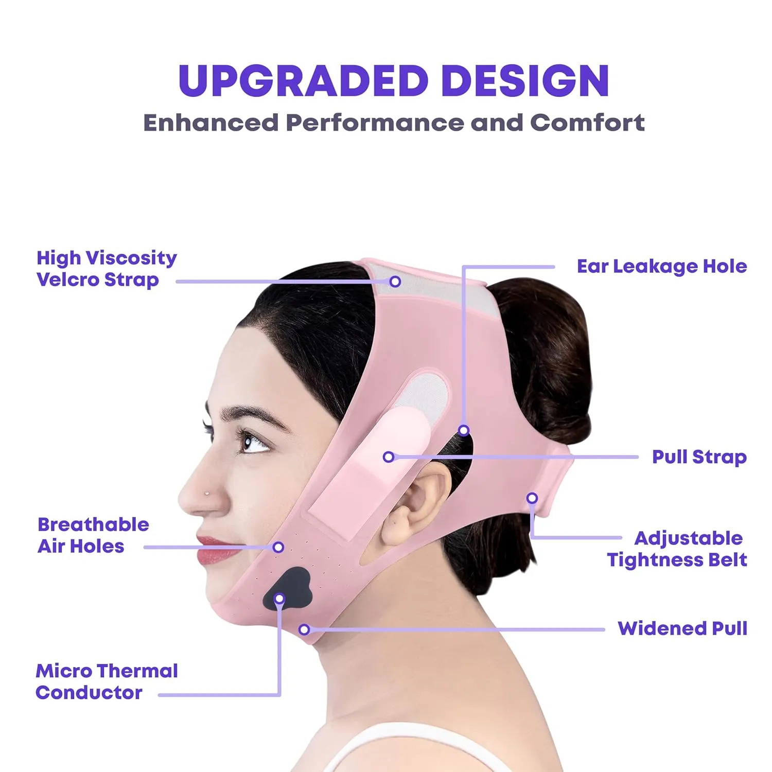 Silicone V Line Face Lifting Mask with Adjustable Double Chin Strap for Women