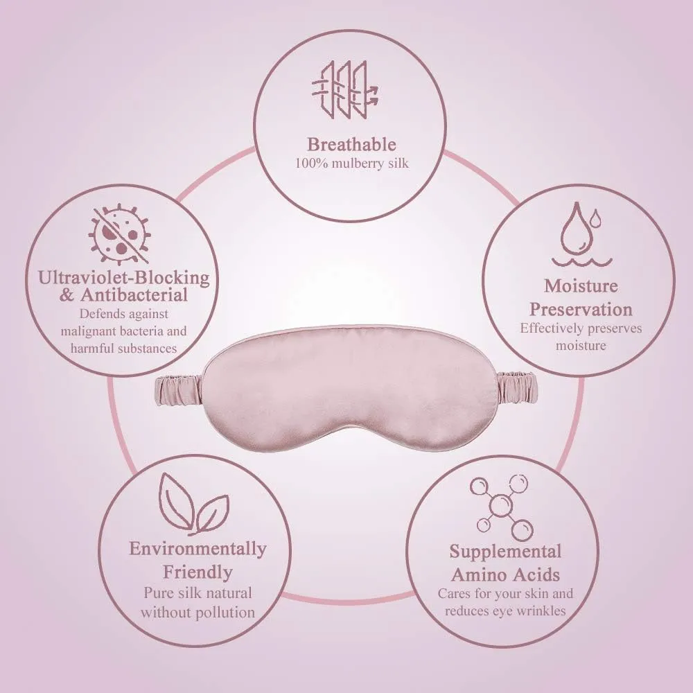 Silk Sleep Mask Eye Mask Blindfold with Double Layer Silk Filling and Elastic Strap for Full Night's Sleep, Travel and Nap, Eye Cover Eyeshade with Luxury Bag and Ear Plugs by OLESILK (Light Plum)