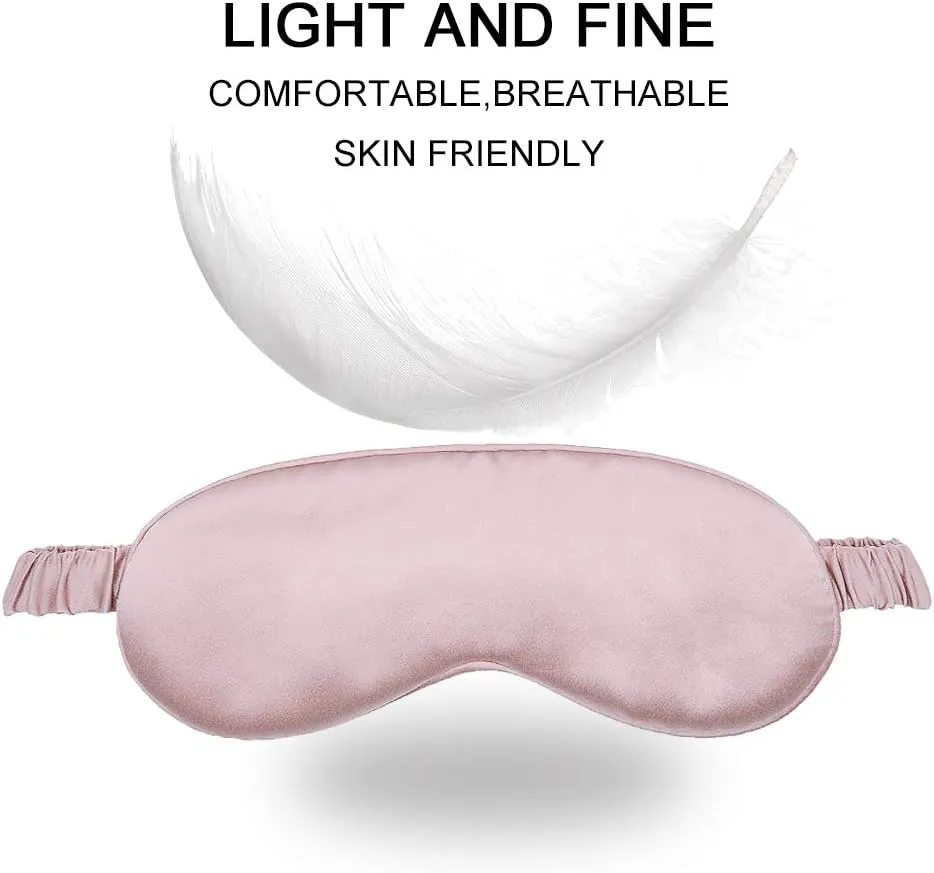 Silk Sleep Mask Eye Mask Blindfold with Double Layer Silk Filling and Elastic Strap for Full Night's Sleep, Travel and Nap, Eye Cover Eyeshade with Luxury Bag and Ear Plugs by OLESILK (Light Plum)