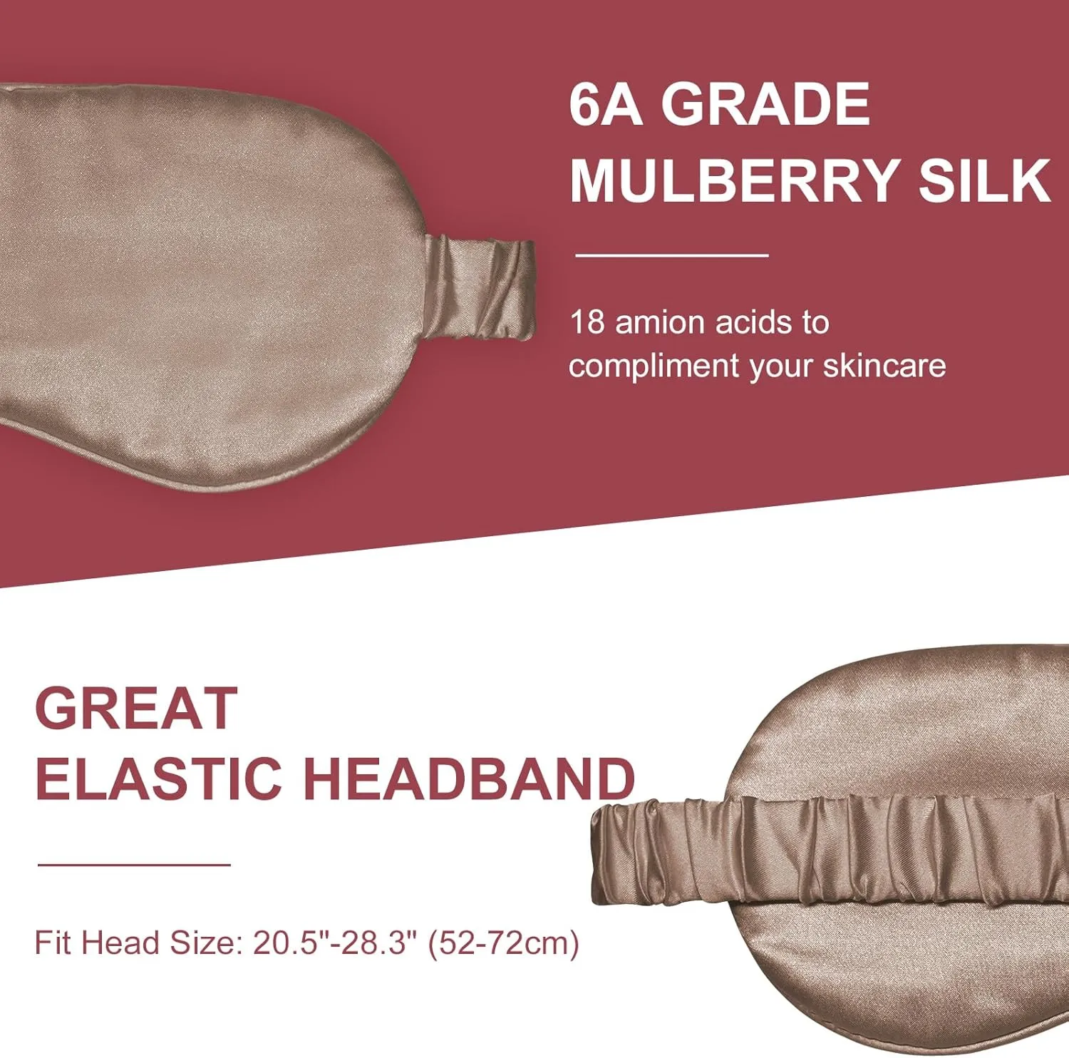 Silk Sleep Mask Eye Mask Blindfold with Double Layer Silk Filling and Elastic Strap for Full Night's Sleep, Travel and Nap, Soft Eye Cover Eyeshade with Luxury Bag and Ear Plugs by OLESILK (Camel)