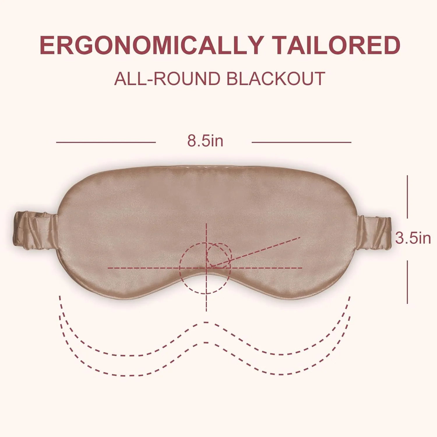 Silk Sleep Mask Eye Mask Blindfold with Double Layer Silk Filling and Elastic Strap for Full Night's Sleep, Travel and Nap, Soft Eye Cover Eyeshade with Luxury Bag and Ear Plugs by OLESILK (Camel)
