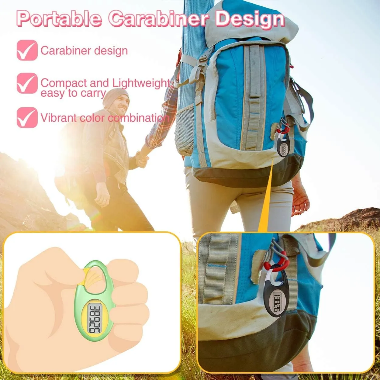 Simple 3D Step Counter, Walking Pedometer, Steps Tracker with Neck Lanyard/Carabiner for Men Women Teens Adults Seniors