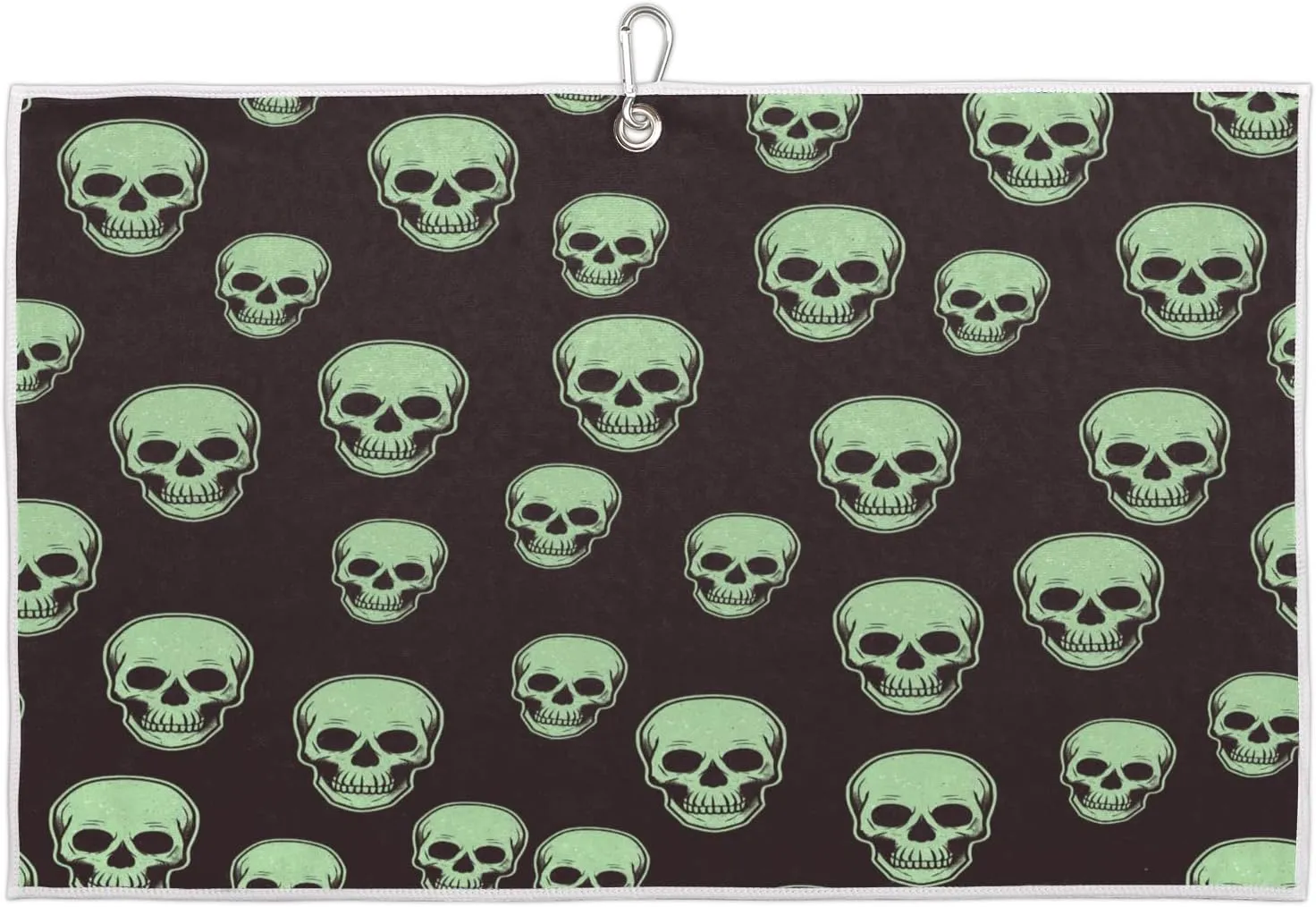 Skull Golf Towel with Heavy Duty Carabiner Clip Quick Dry Ultra Absorbent Club Ball Cleaning Towel Golf Accessories for Men Women